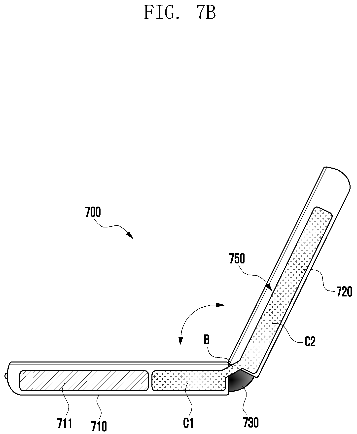 Patent US12126050 Figure 10 – Foldable battery, and electronic device including same