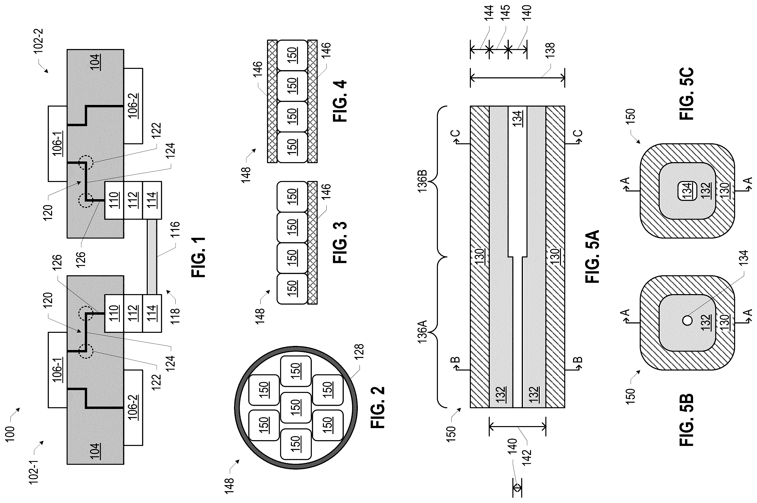 Patent US12126068 Figure 1 – Millimeter-wave dielectric waveguide bundle including first and second adjacent dielectric waveguides having different core and/or cladding materials