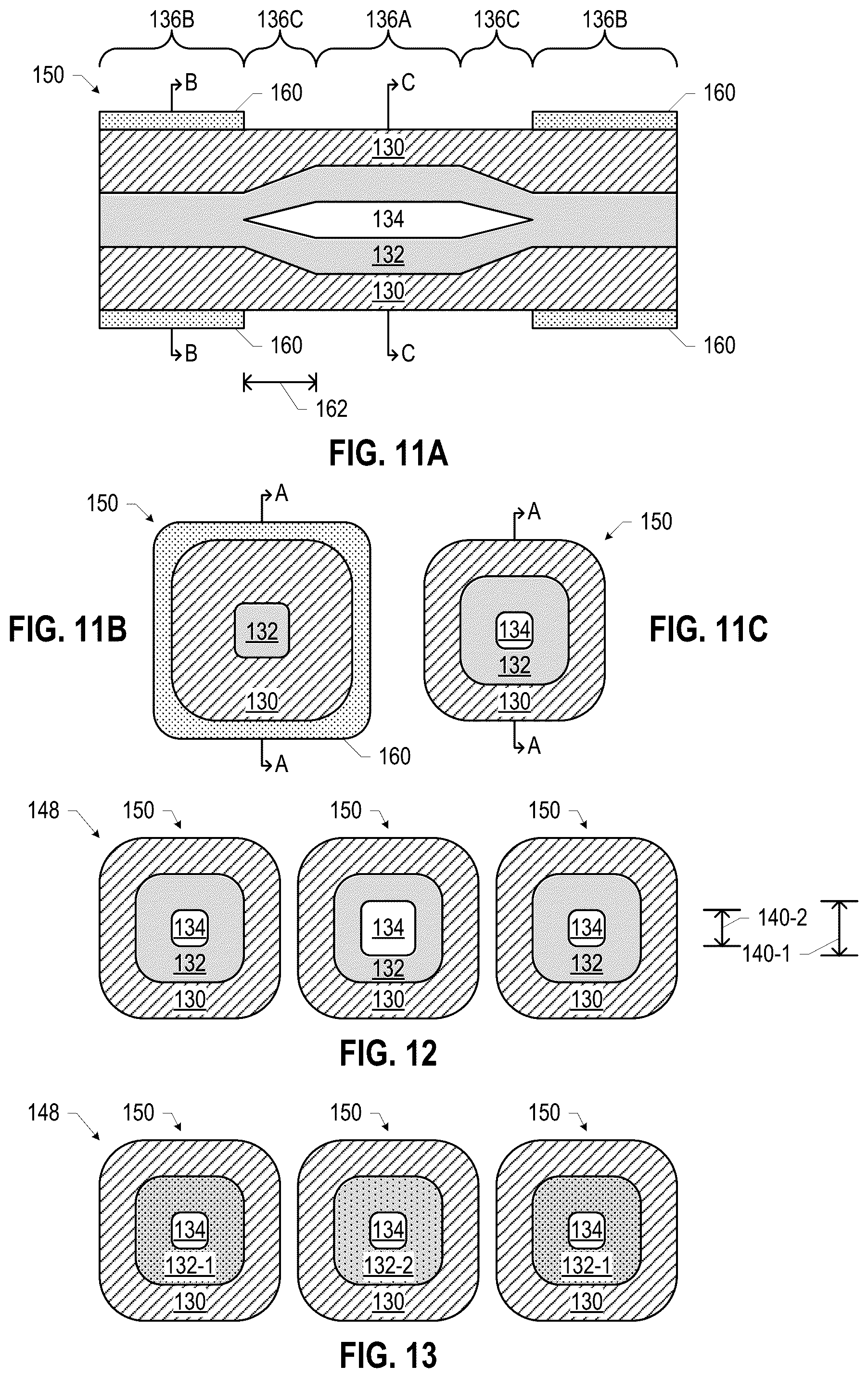 Patent US12126068 Figure 5 – Millimeter-wave dielectric waveguide bundle including first and second adjacent dielectric waveguides having different core and/or cladding materials