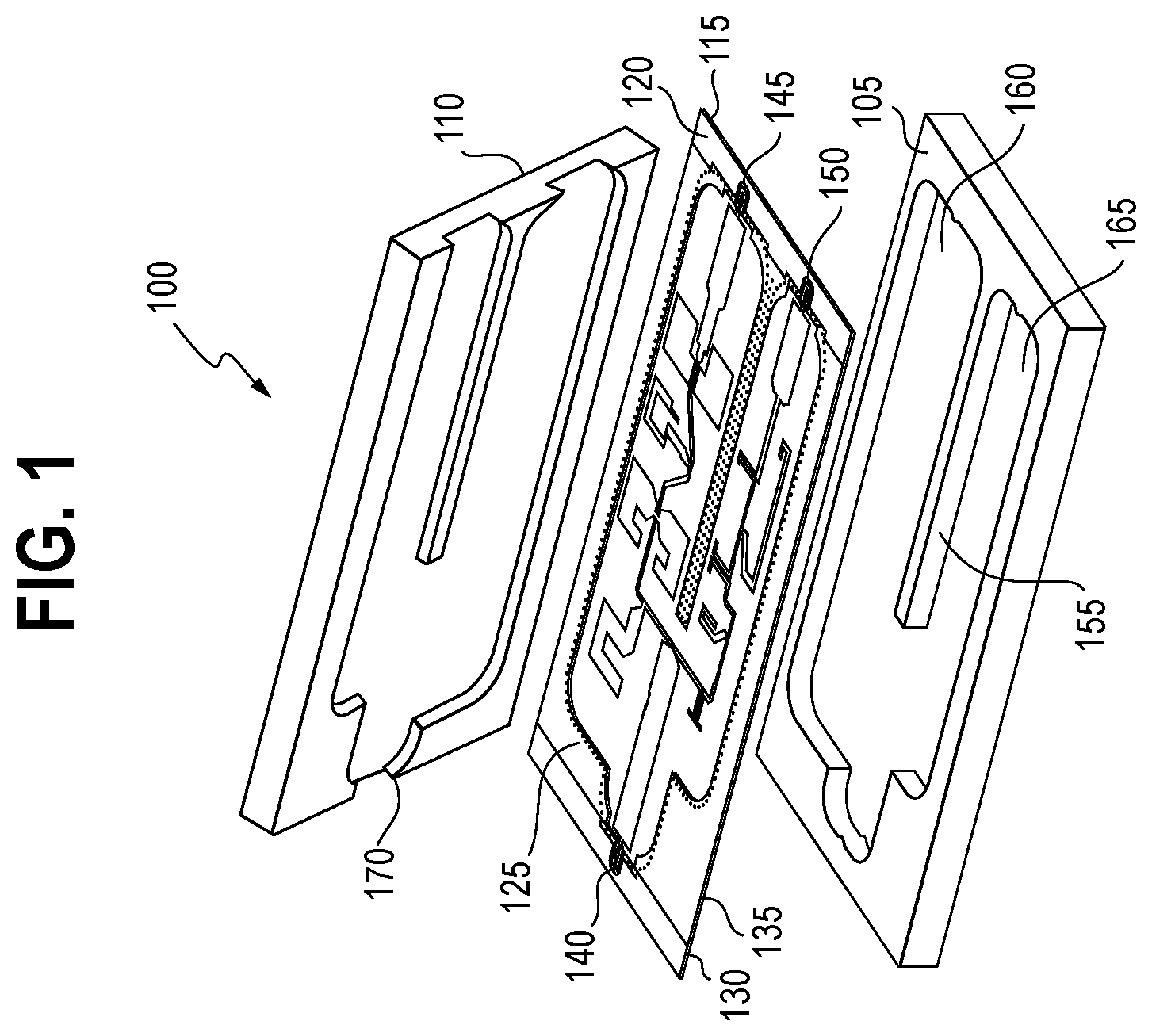 Patent US12126098 Figure 1 – RF modules with an enclosure having a micromachined interior using semiconductor fabrication