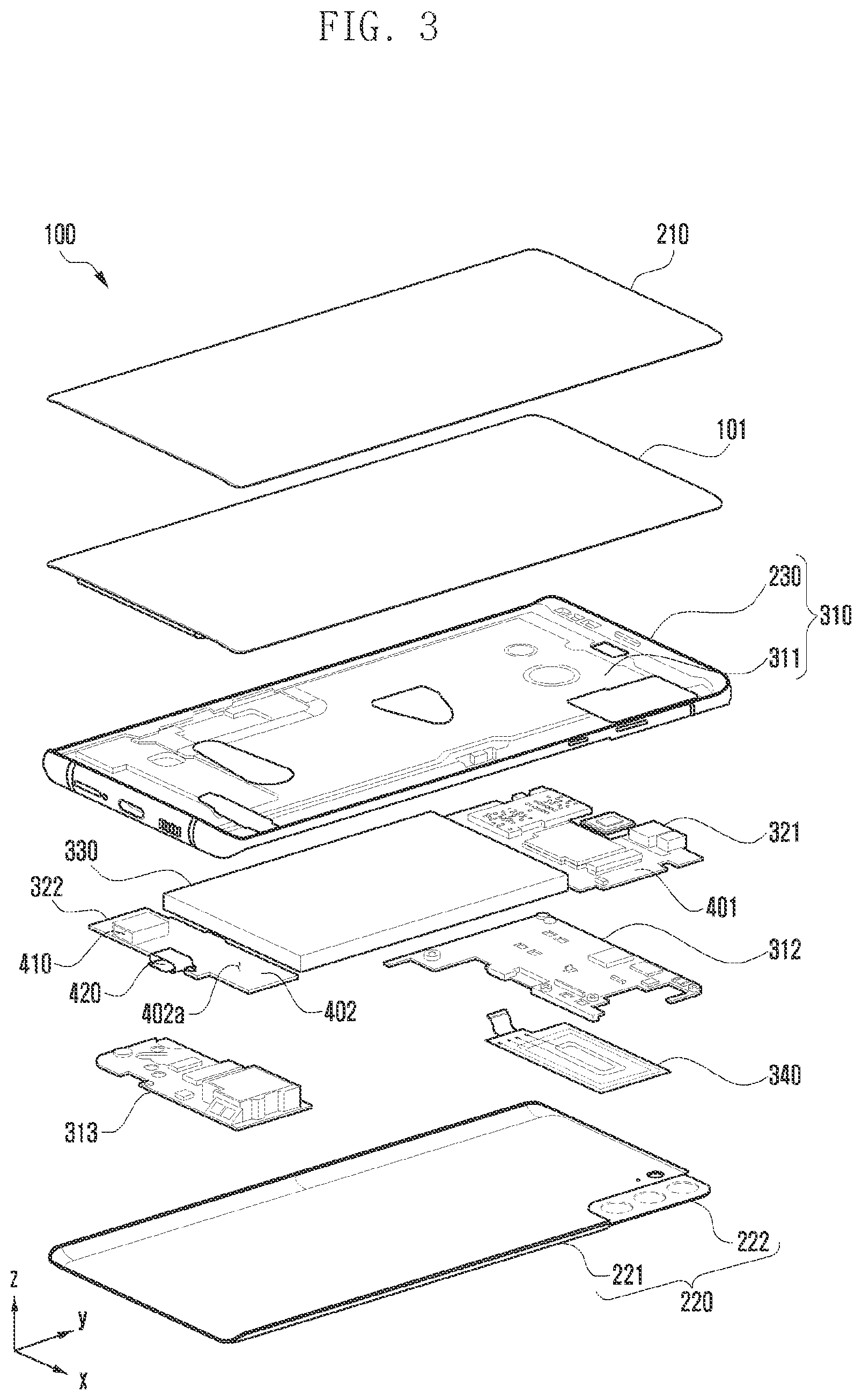 Patent US12126122 Figure 3 – Electronic device including interface terminal having outer shell and bracket