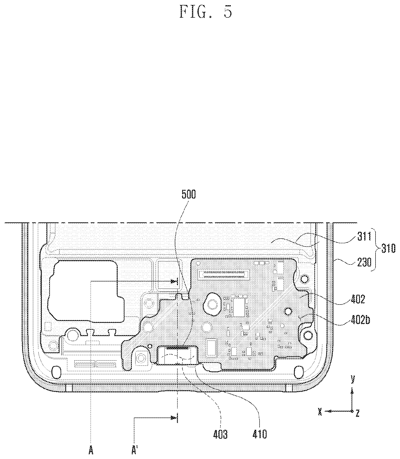 Patent US12126122 Figure 5 – Electronic device including interface terminal having outer shell and bracket