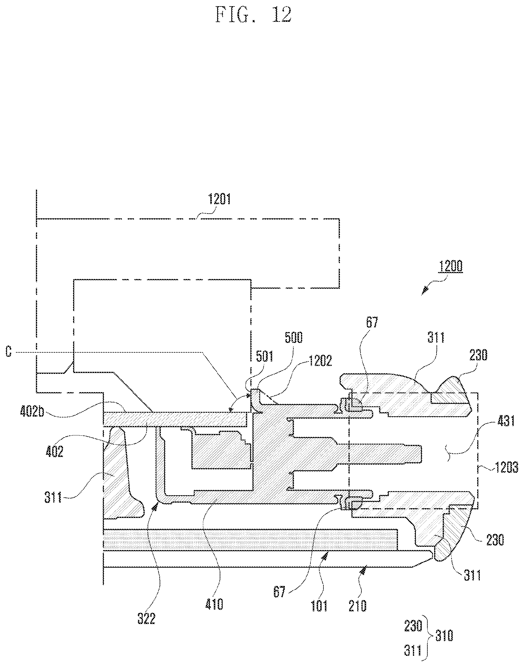Patent US12126122 Figure 12 – Electronic device including interface terminal having outer shell and bracket