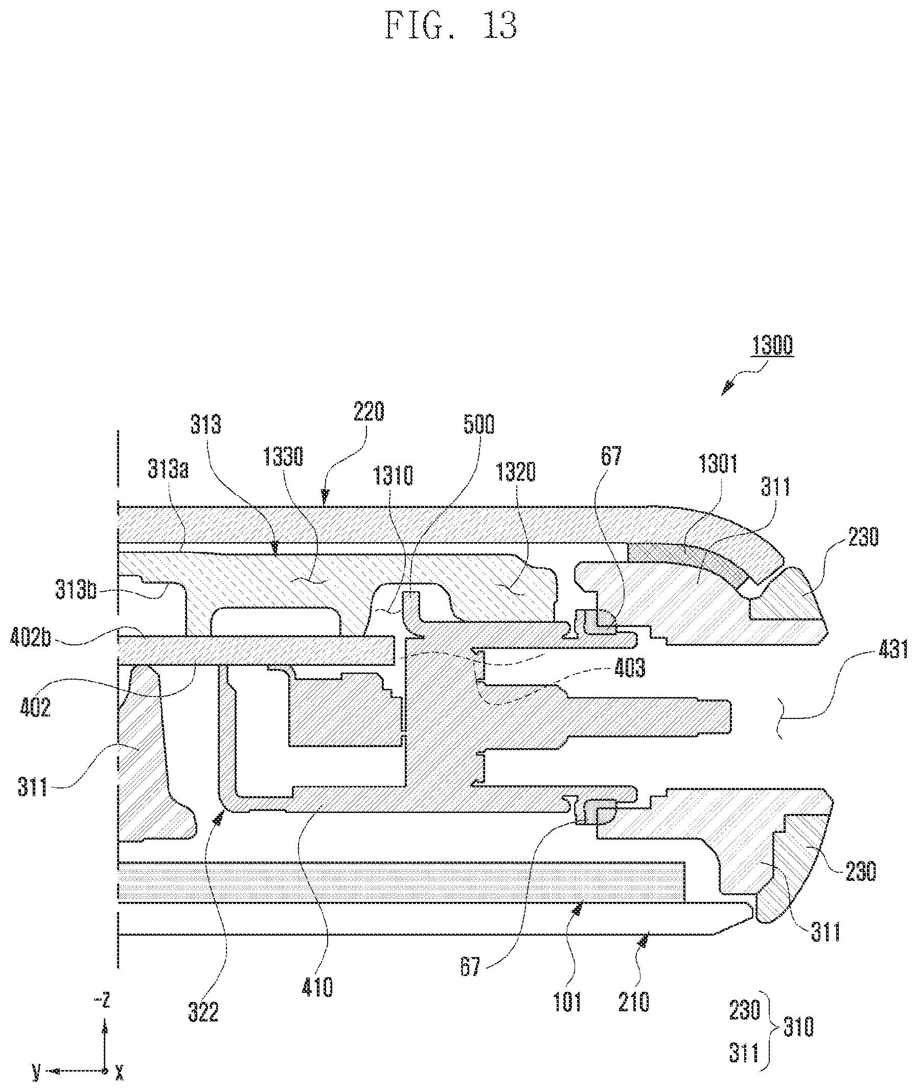 Patent US12126122 Figure 13 – Electronic device including interface terminal having outer shell and bracket