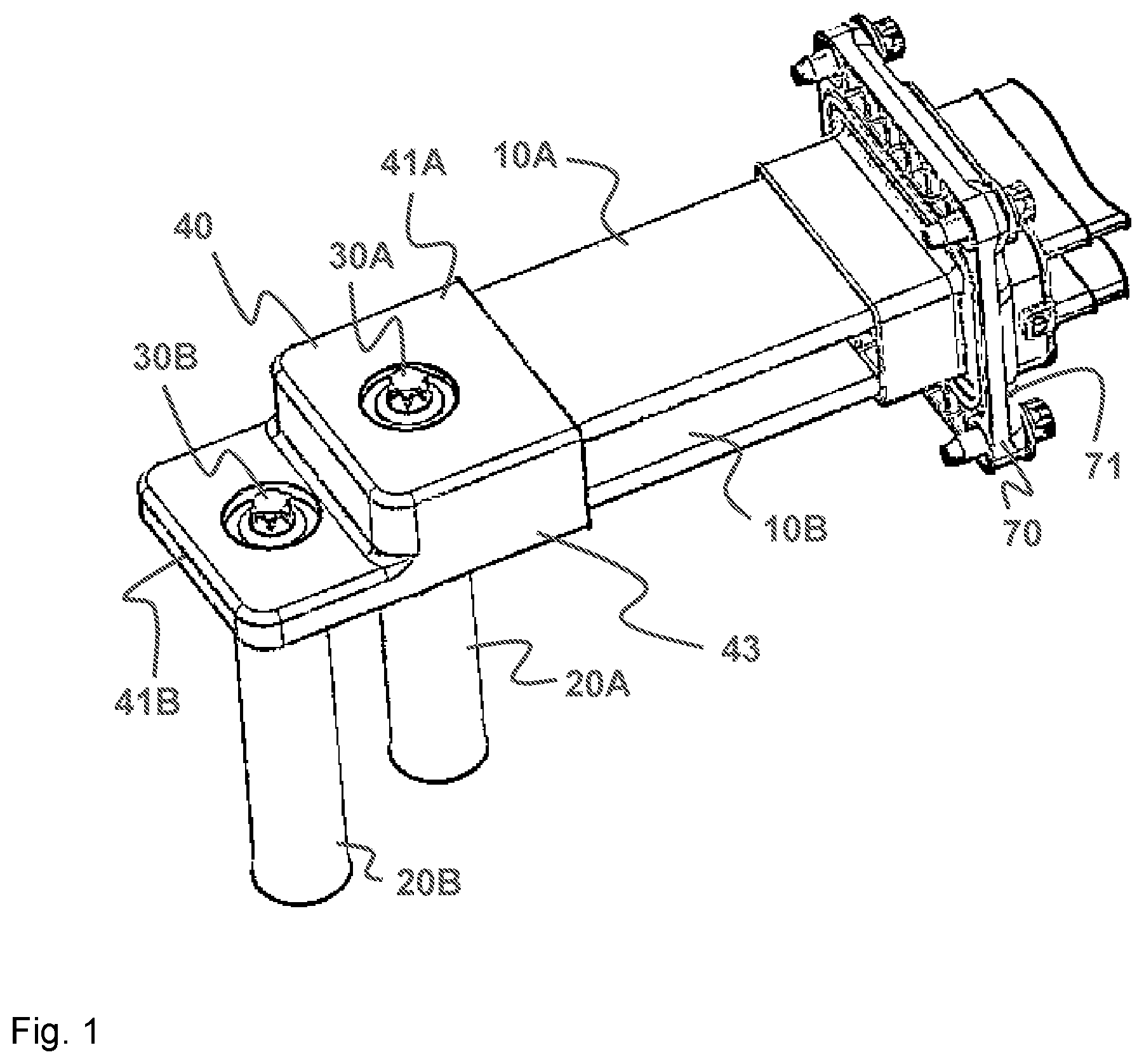 Patent US12126128 Figure 1 – Insulated connection system for busbars