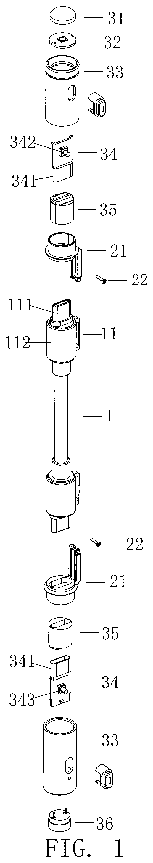 Patent US12126129 Figure 1 – Multifunctional data cable