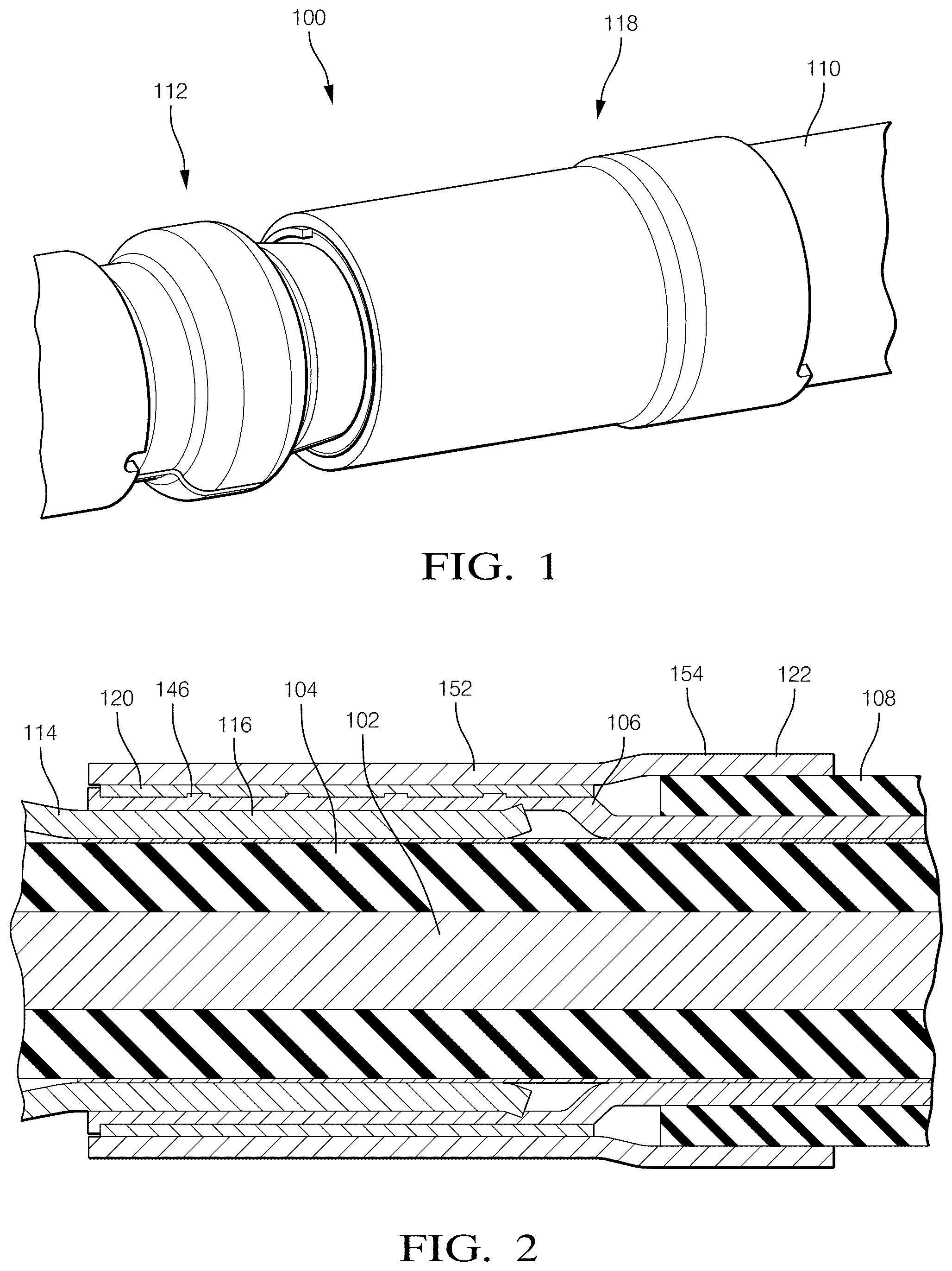 Patent US12126131 Figure 1 – Electrical cable terminal with two piece coaxial crimped outer ferrule