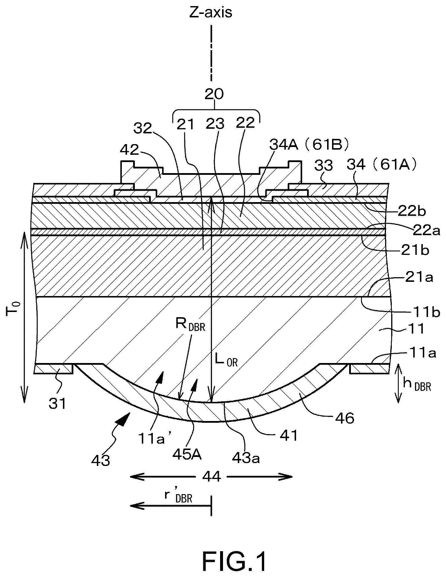Patent US12126137 Figure 1 – Light-emitting element and method of manufacturing the same