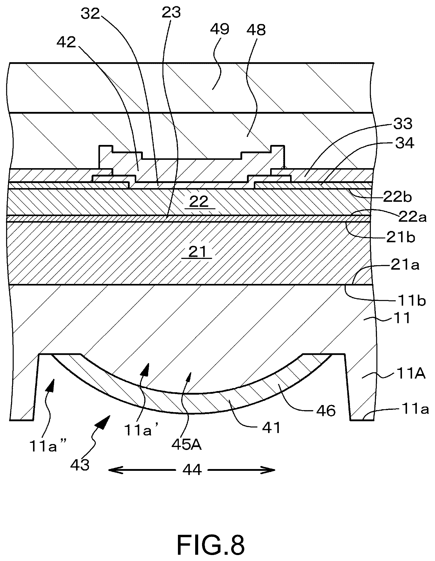 Patent US12126137 Figure 8 – Light-emitting element and method of manufacturing the same