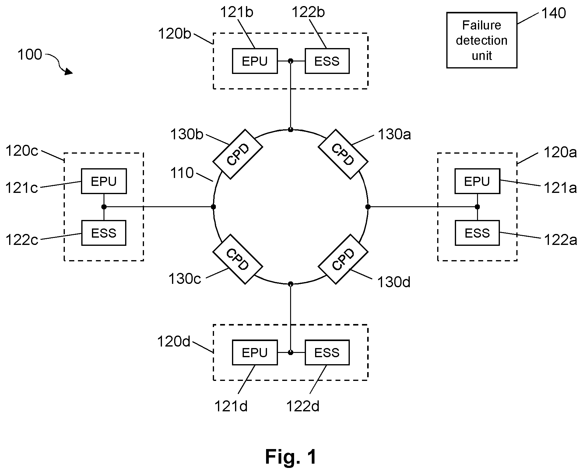 Patent US12126165 Figure 1 – Power distribution network