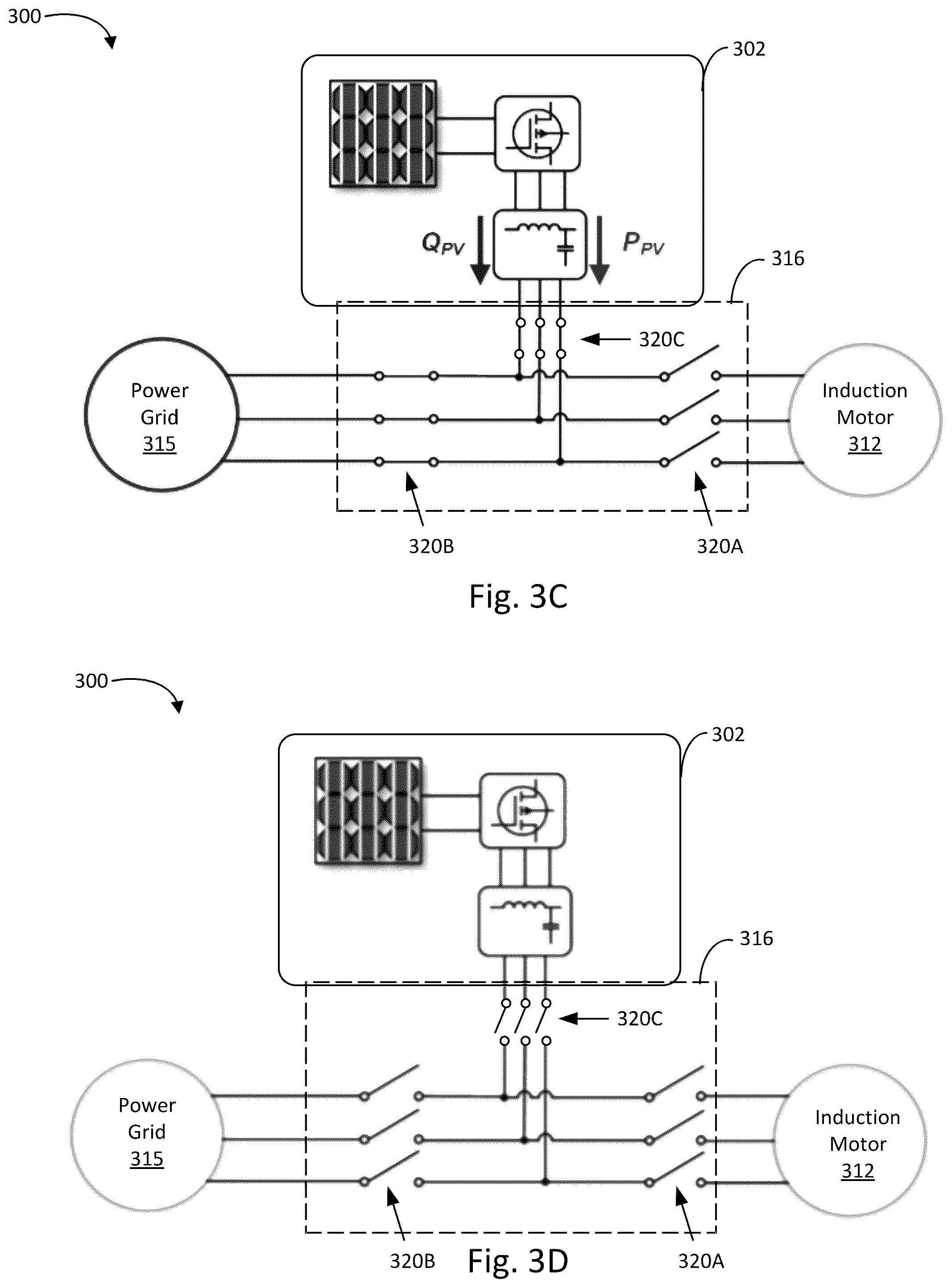 Patent US12126177 Figure 4 – Solar power system for induction motor soft-starting and power compensation, and related methods