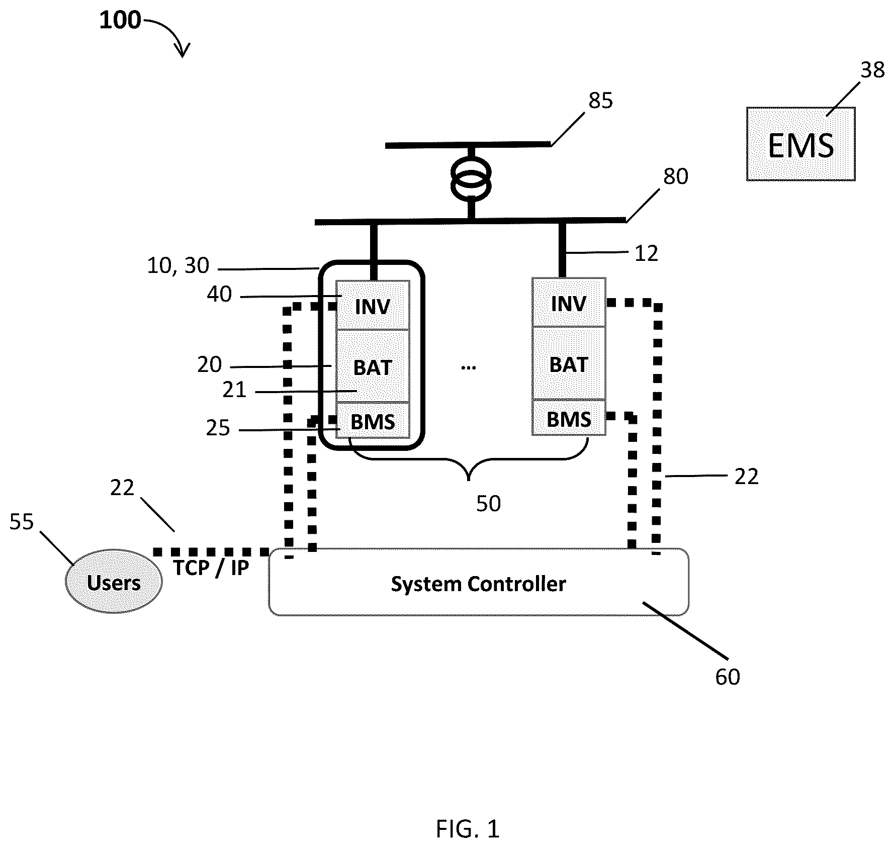 Patent US12126204 Figure 1 – Battery management unit to determine updated SOC and energy reading, energy storage system comprising, the same, and method of using the same