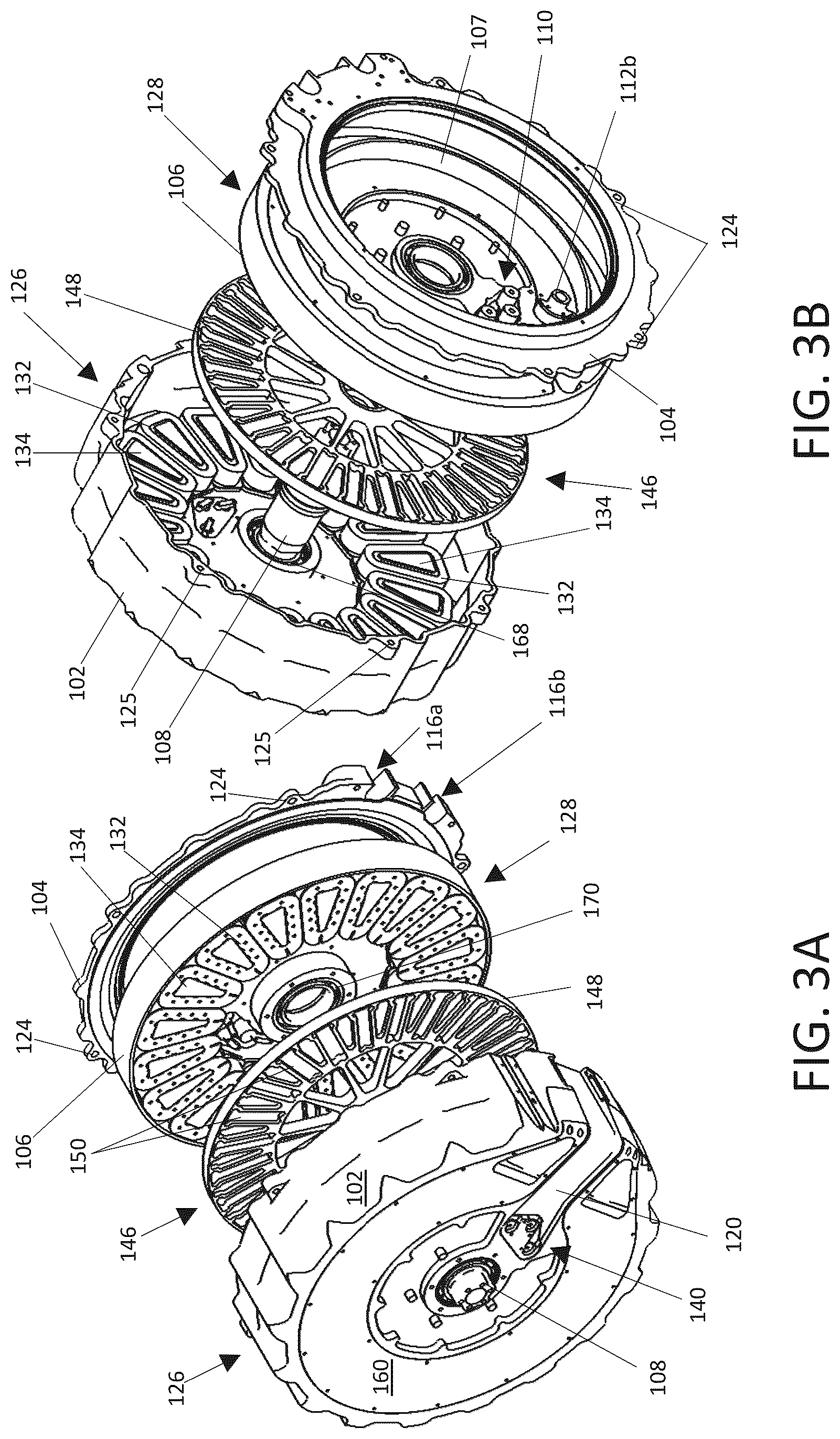 Patent US12126222 Figure 3 – Sealed axial flux motor with integrated cooling