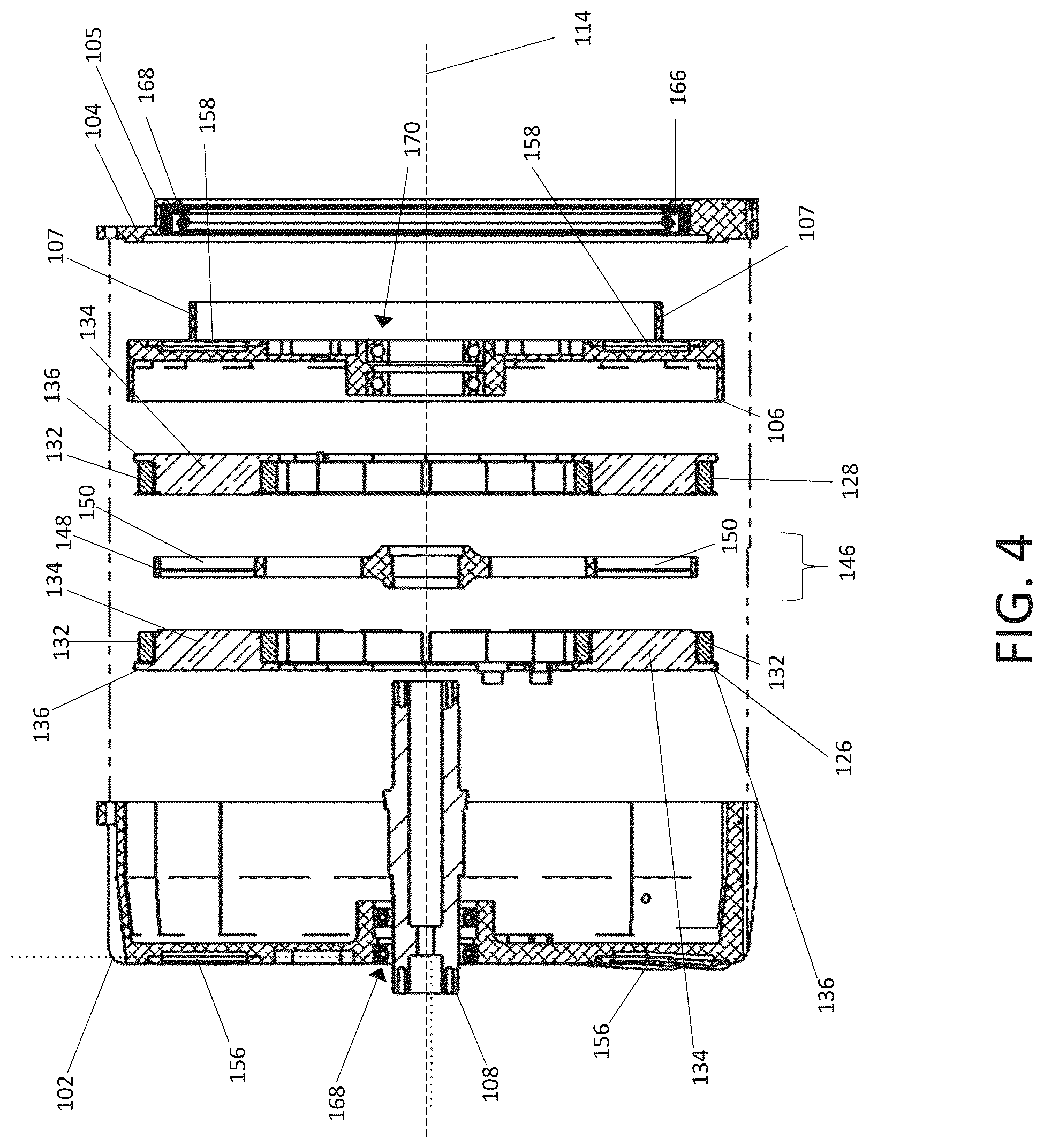 Patent US12126222 Figure 4 – Sealed axial flux motor with integrated cooling