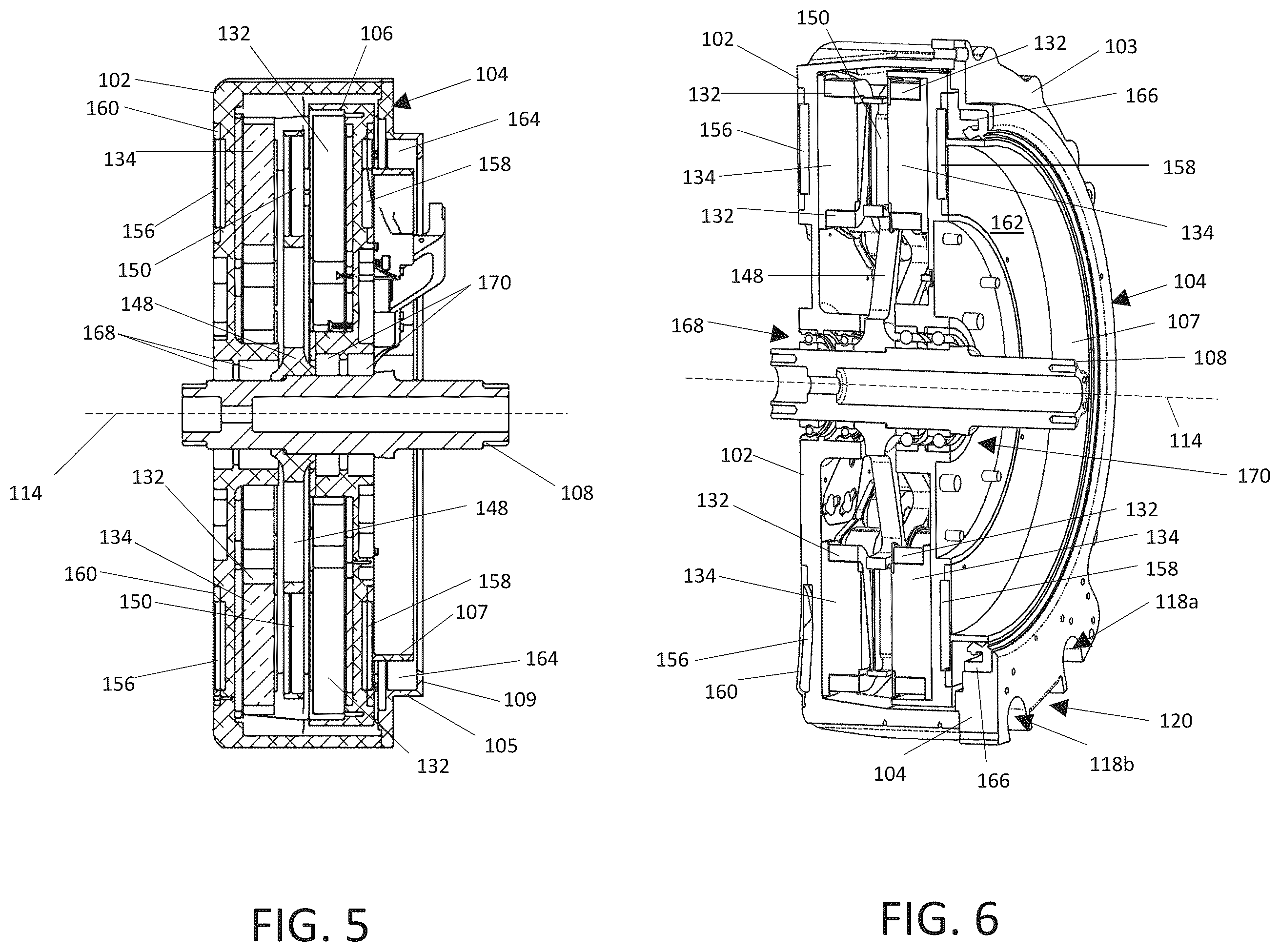 Patent US12126222 Figure 5 – Sealed axial flux motor with integrated cooling