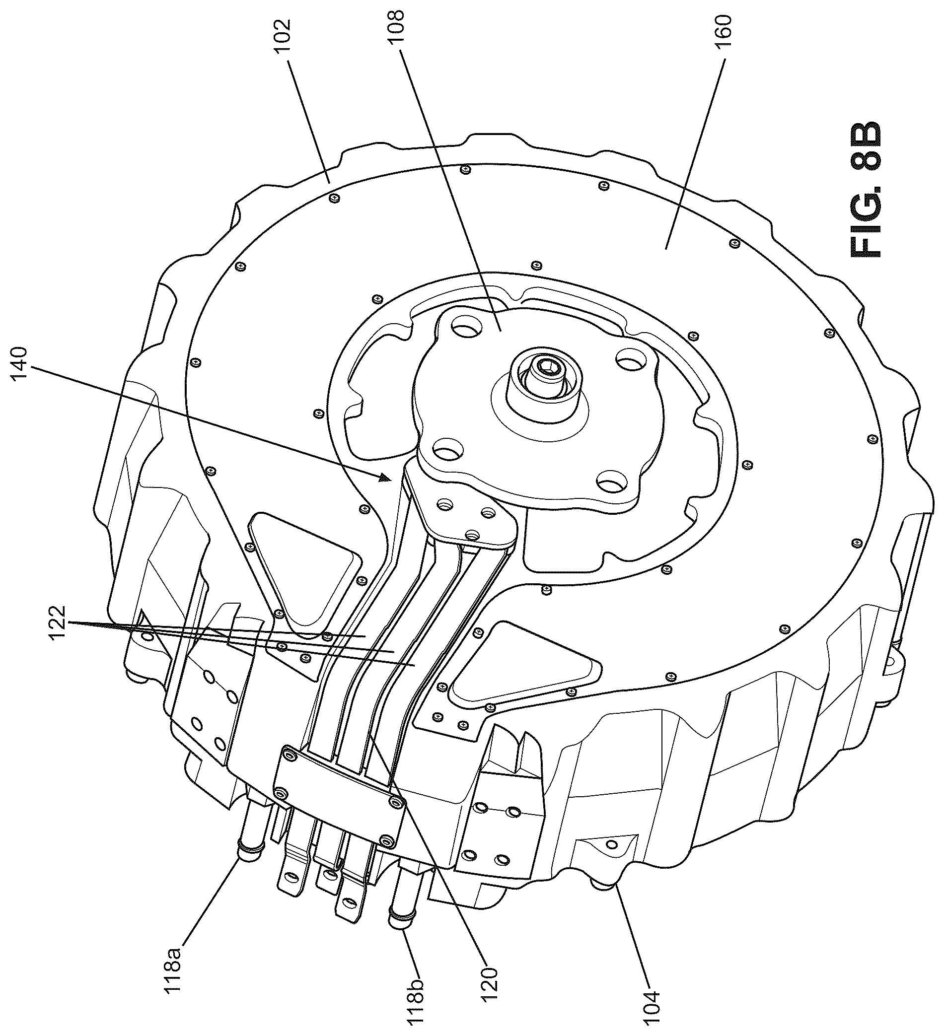 Patent US12126222 Figure 8 – Sealed axial flux motor with integrated cooling