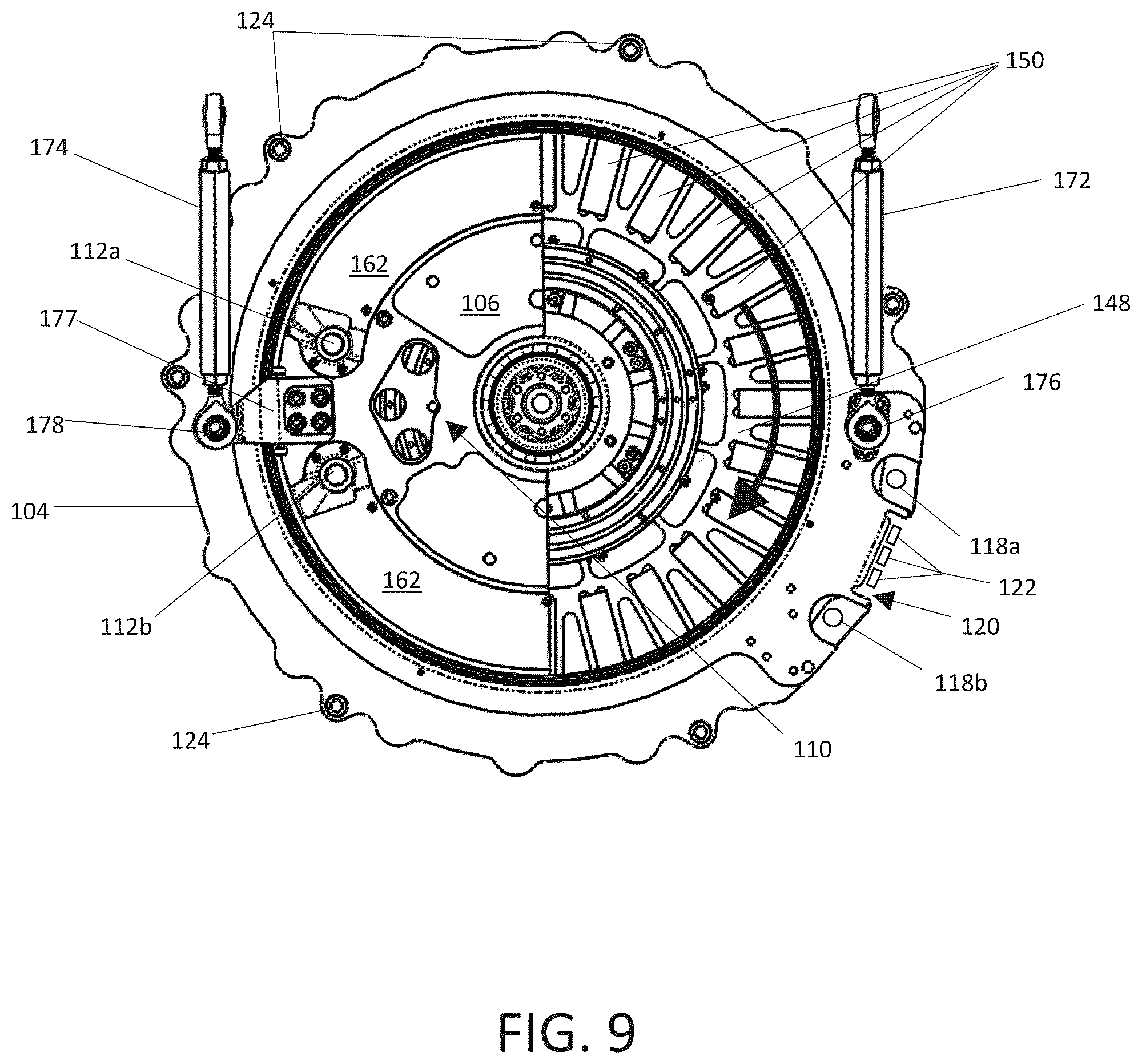 Patent US12126222 Figure 9 – Sealed axial flux motor with integrated cooling