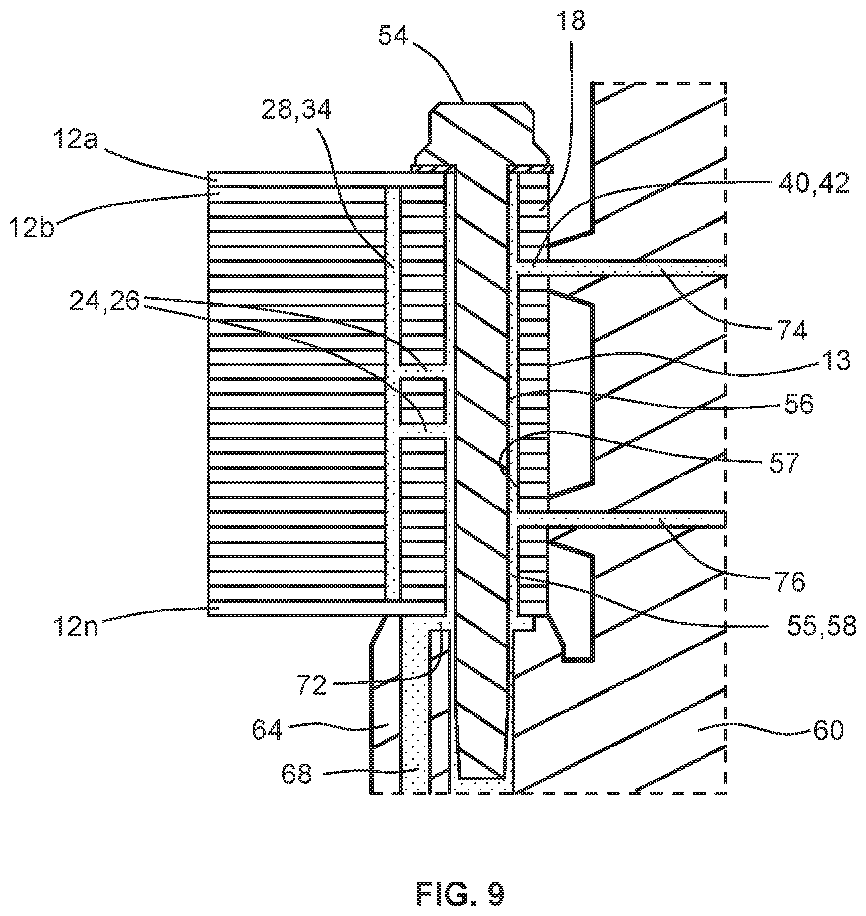 Patent US12126242 Figure 6 – Motor stator coolant distribution via internal channels