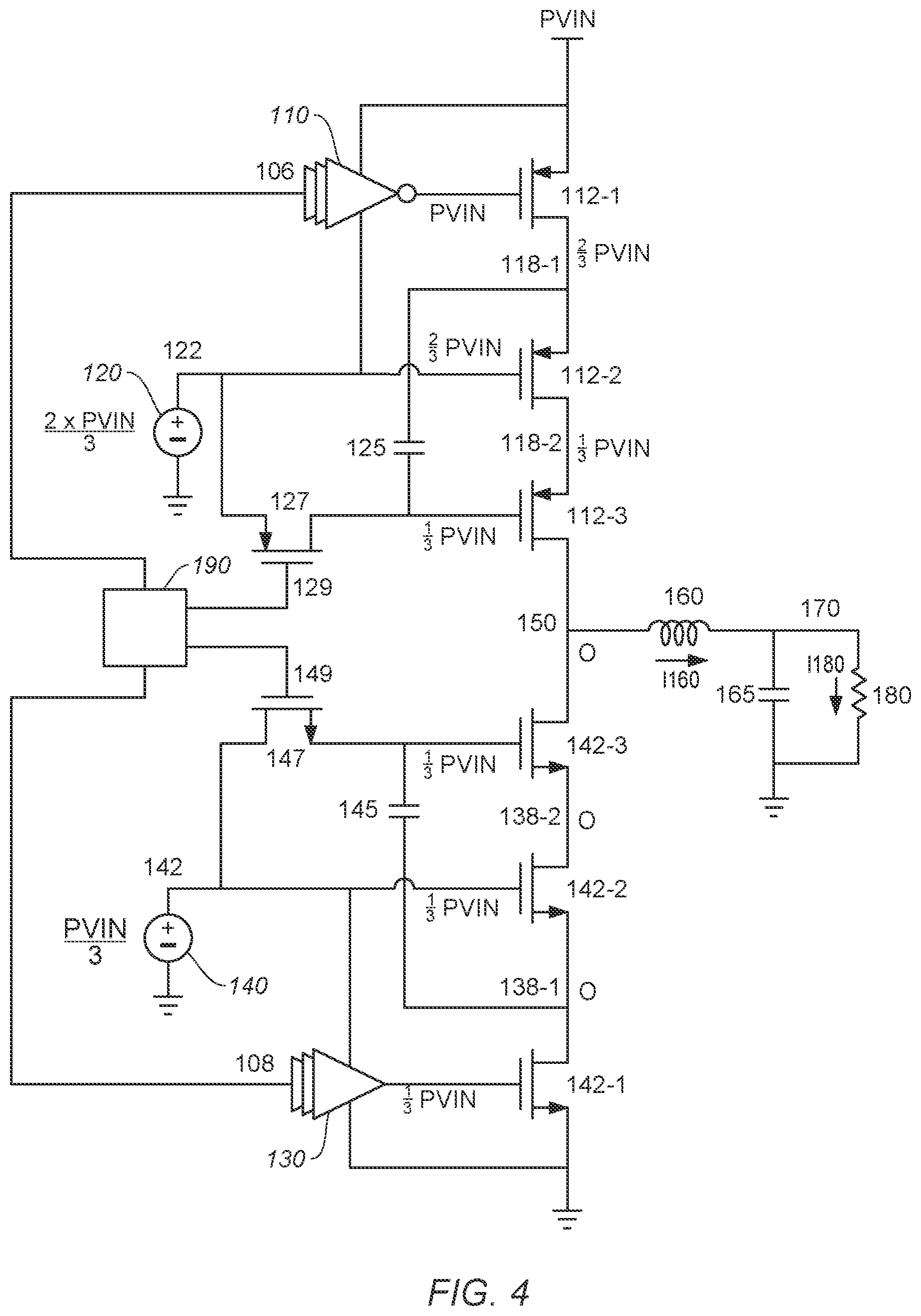 Patent US12126259 Figure 5 – High voltage stage for switching regulator