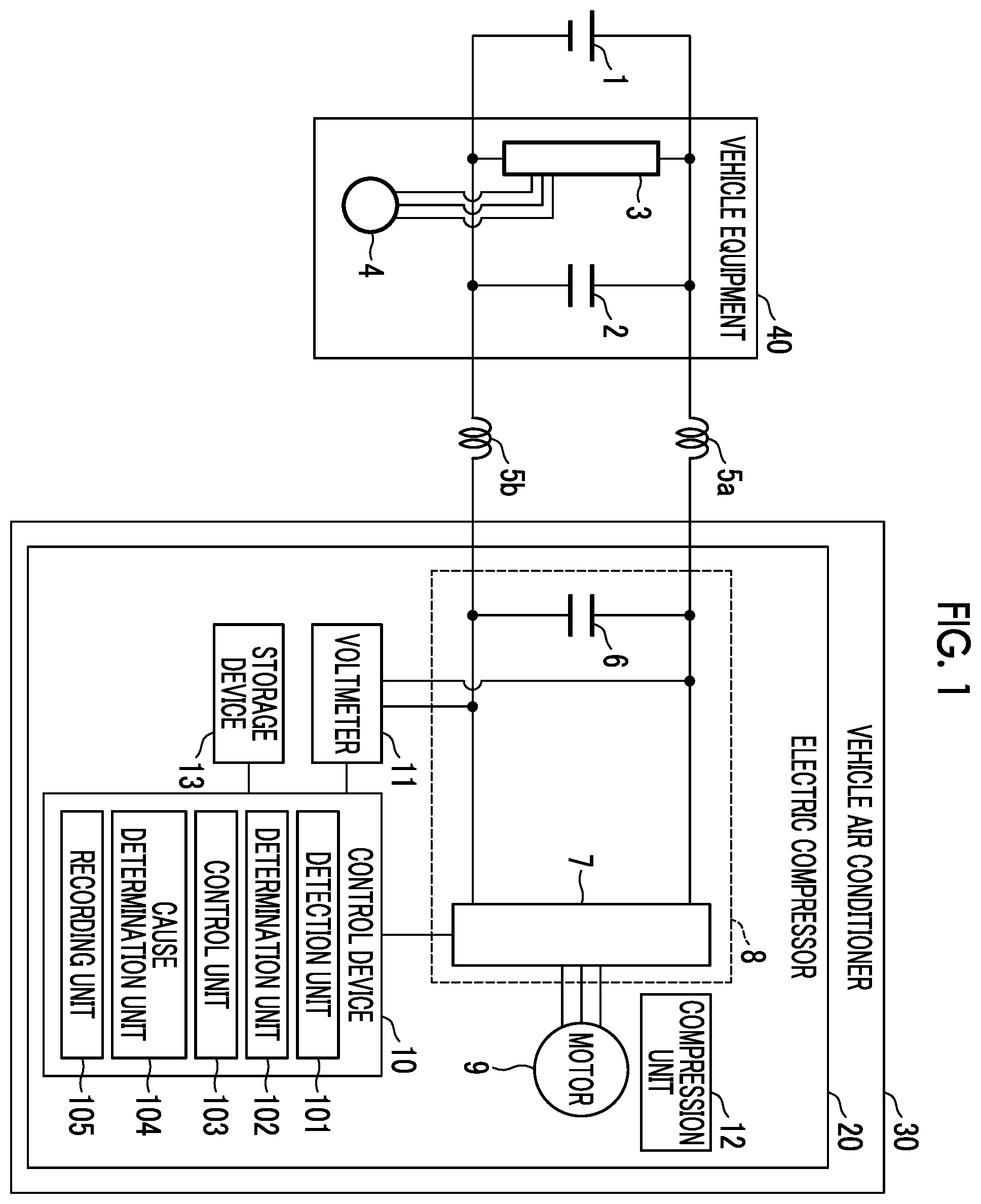 Patent US12126291 Figure 1 – Control device, electric compressor, ripple voltage abnormality cause determination method and program