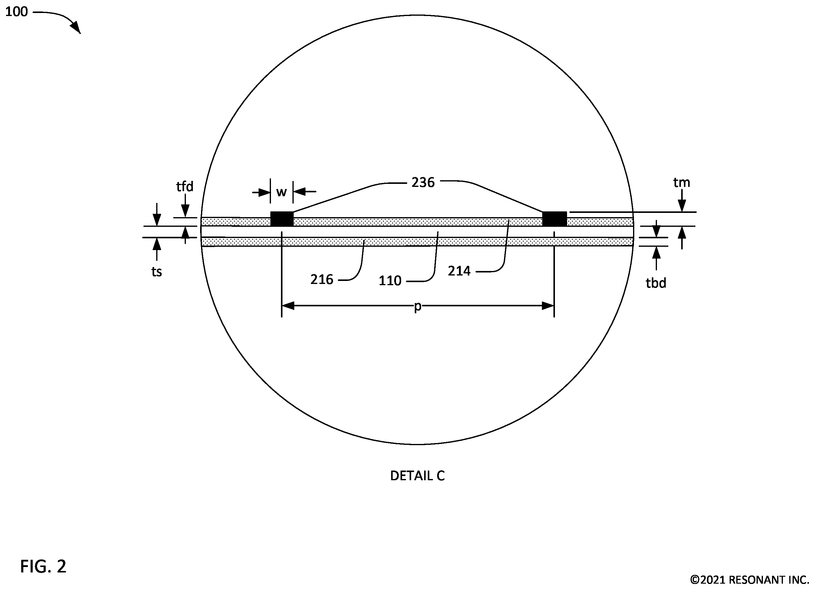 Patent US12126316 Figure 2 – Transversely-excited film bulk acoustic resonator