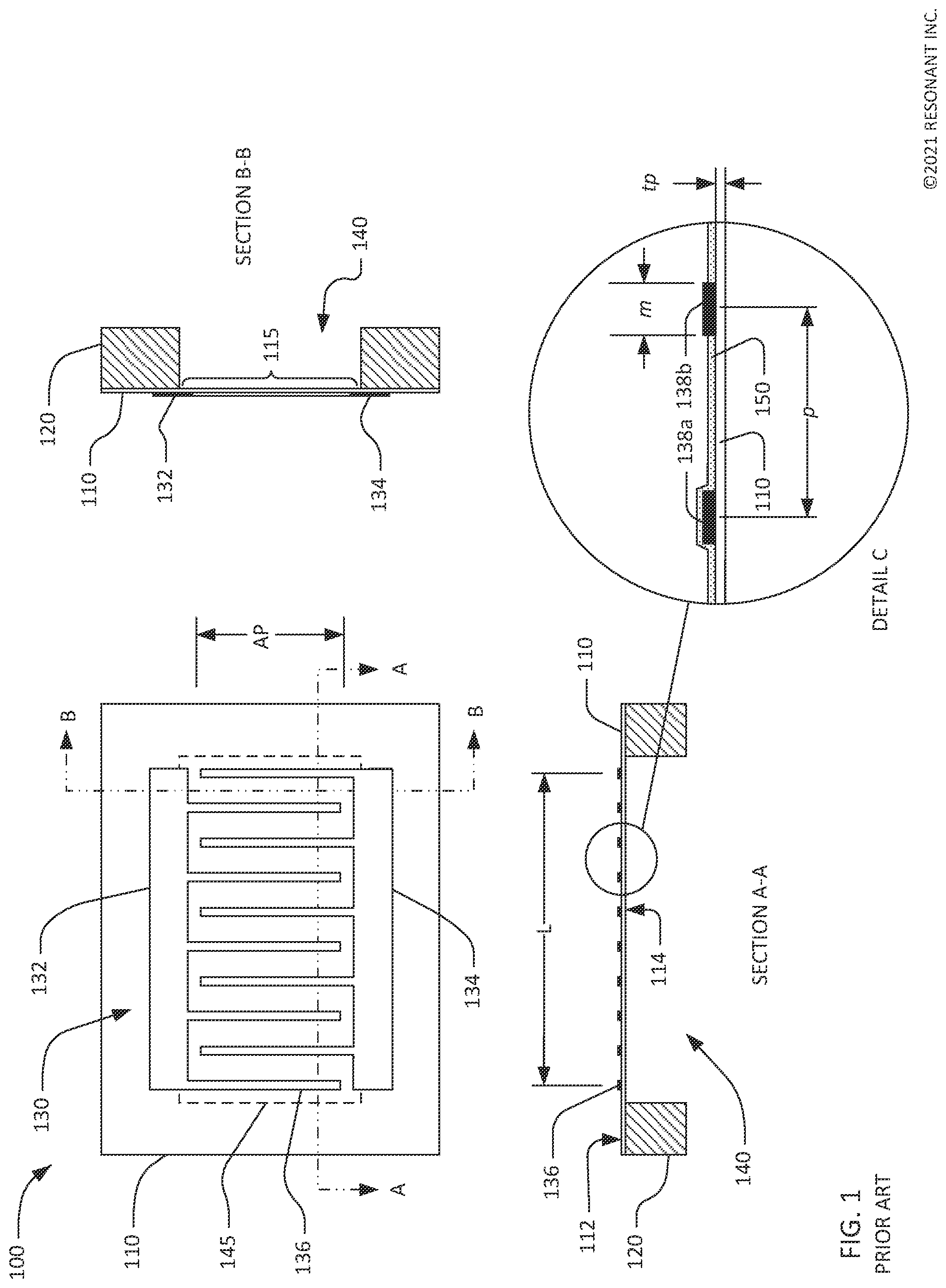 Patent US12126318 Figure 1 – Filters using decoupled transversely-excited film bulk acoustic resonators