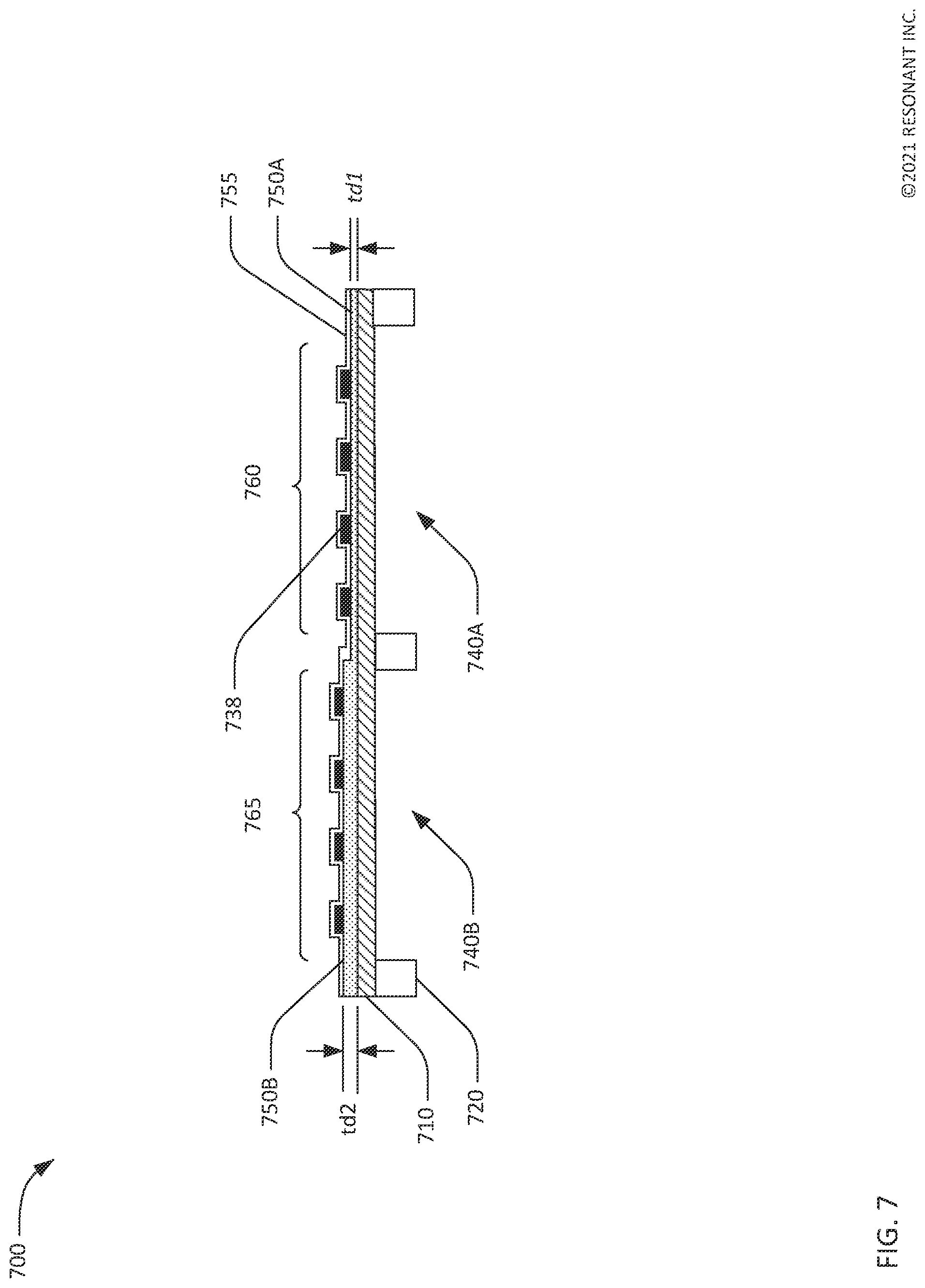 Patent US12126318 Figure 7 – Filters using decoupled transversely-excited film bulk acoustic resonators