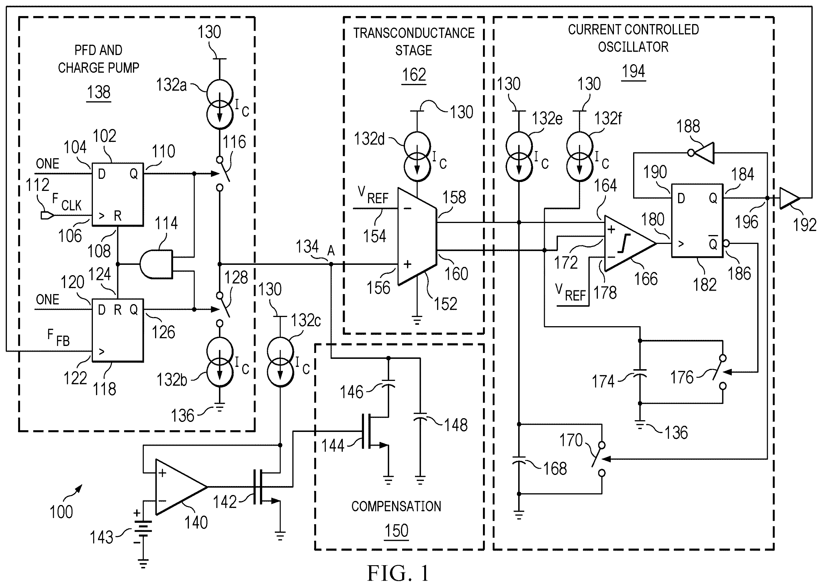 Patent US12126348 Figure 1 – Adjustable phase locked loop