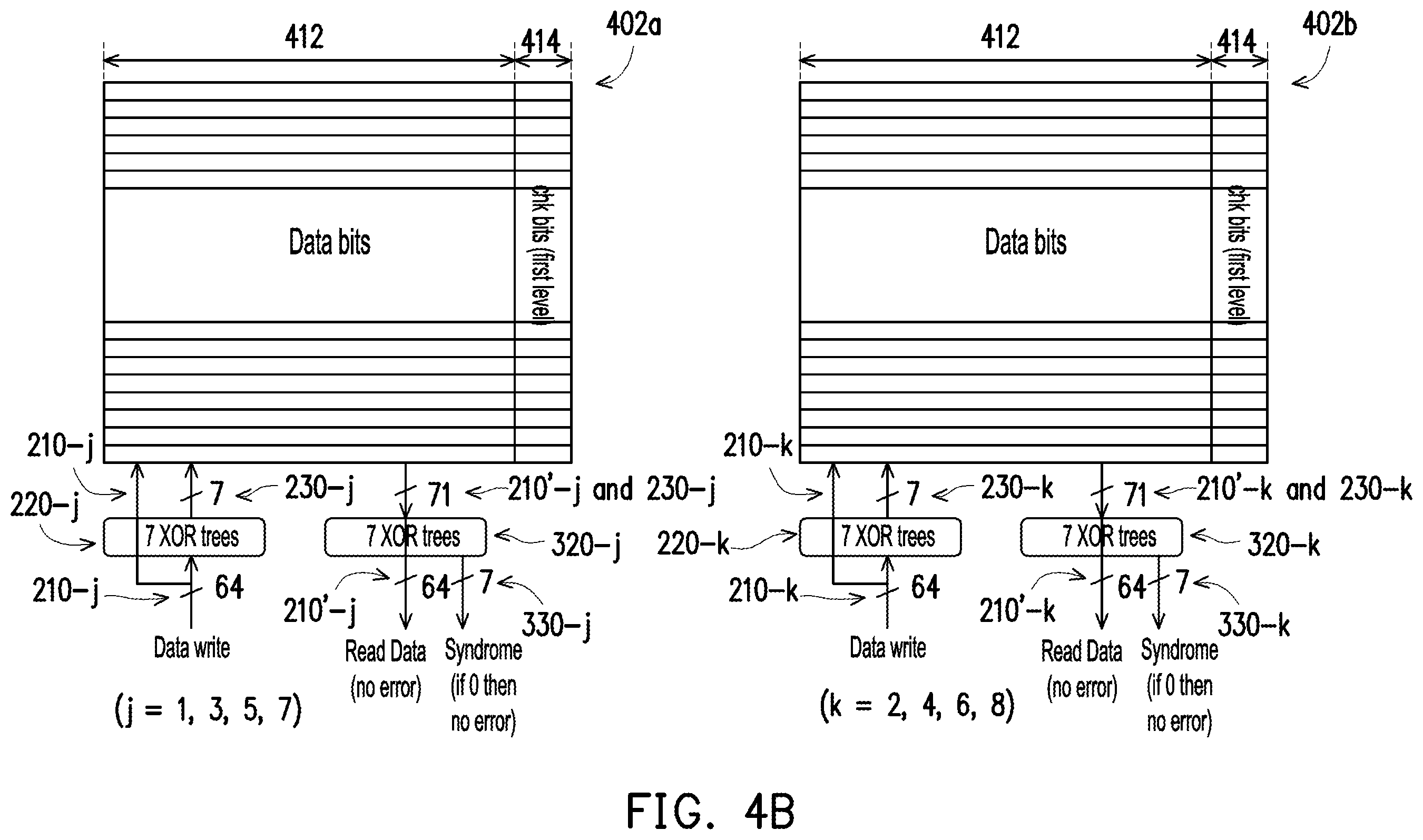 Patent US12126358 Figure 5 – Two-level error correcting code with sharing of check-bits
