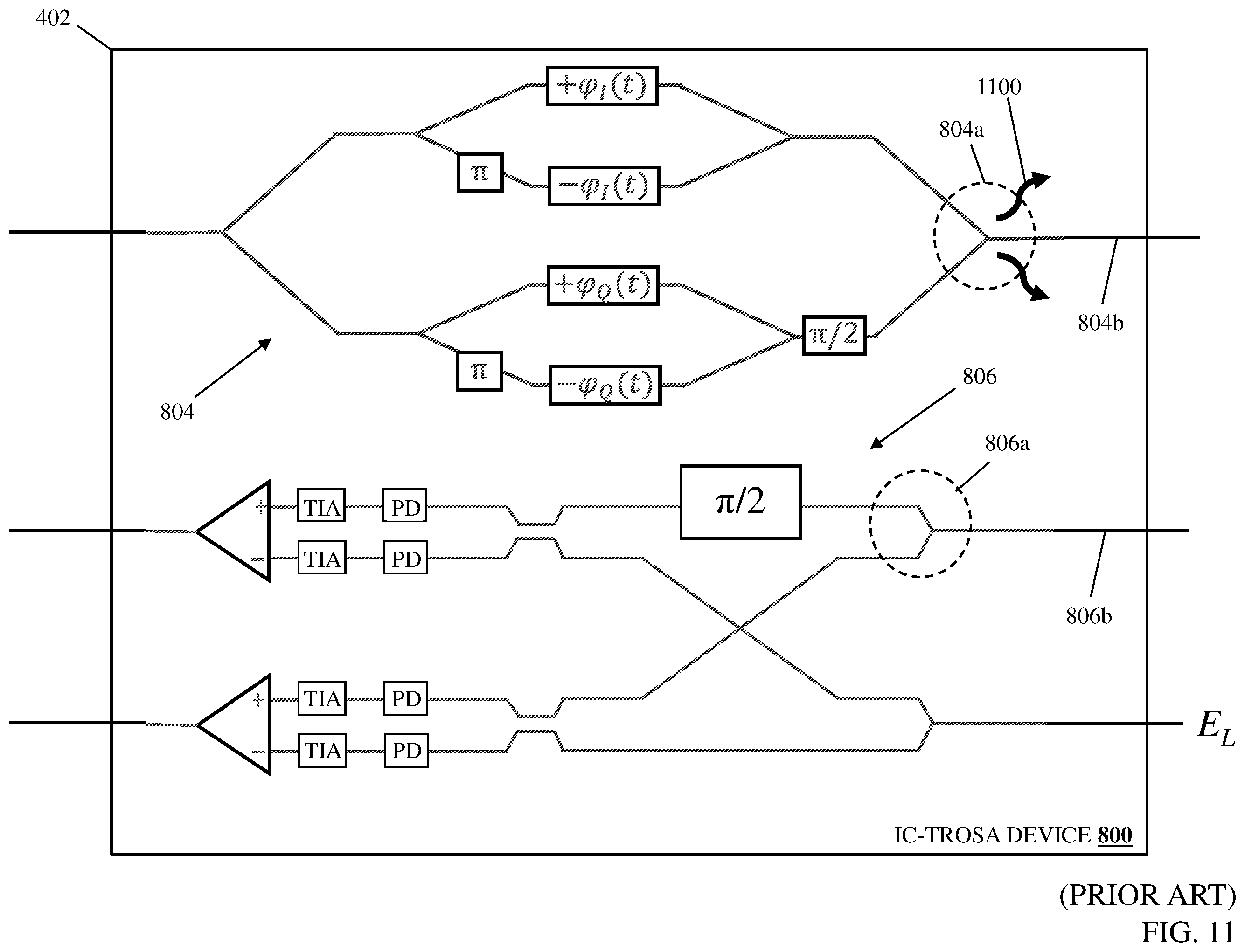 Patent US12126383 Figure 11 – IC-TROSA point-to-multipoint optical network system