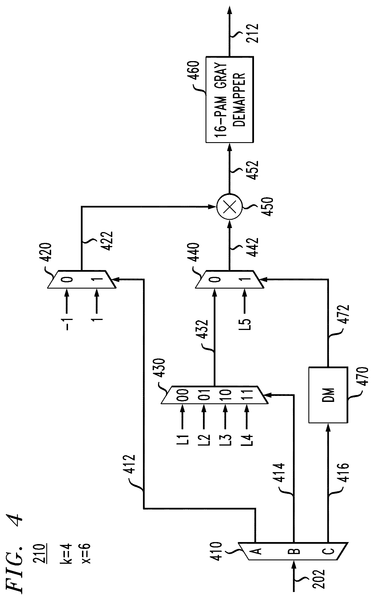 Patent US12126483 Figure 3 – Bits-to-symbols mapping for amplitude modulation