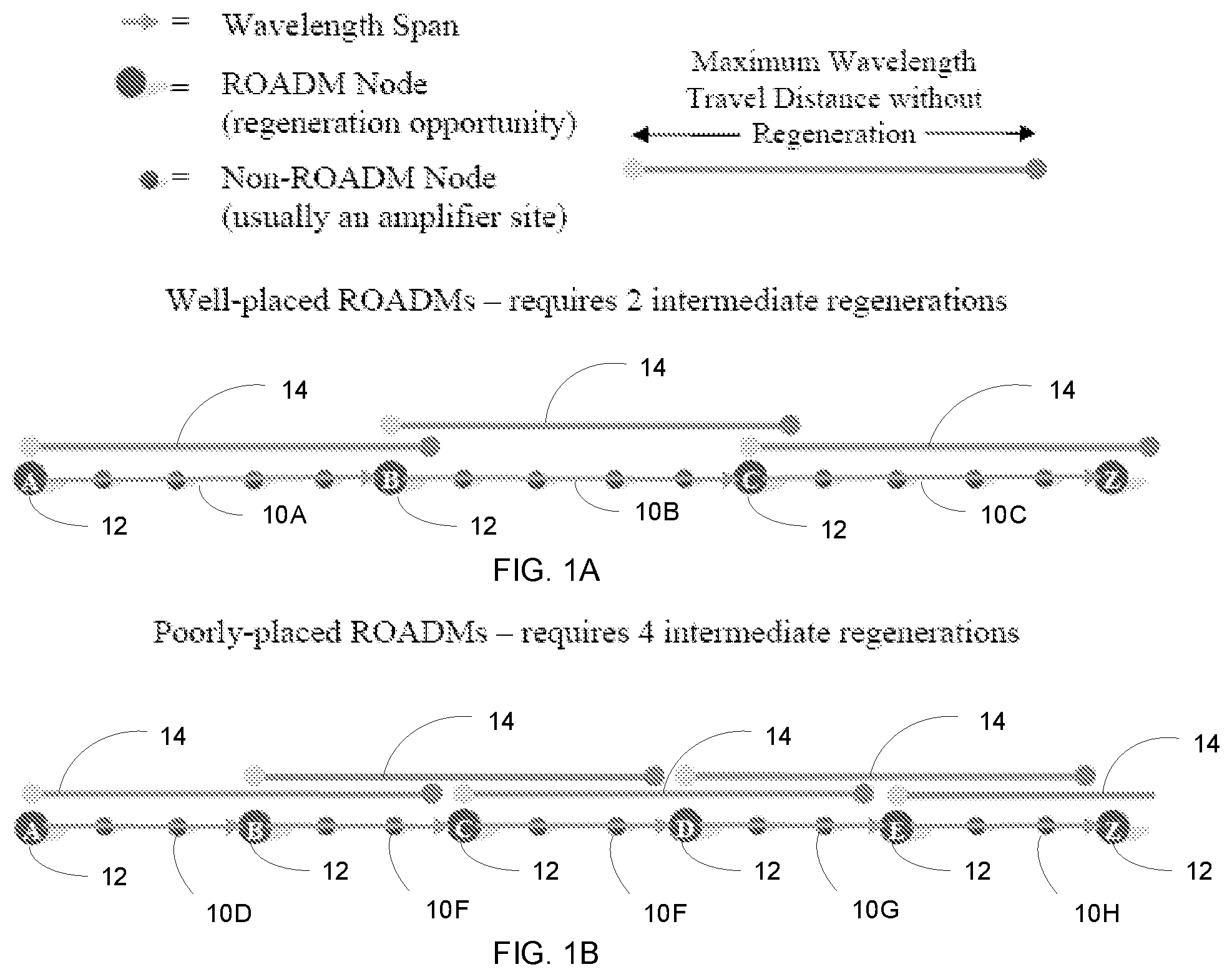 Patent US12126501 Figure 1 – Wavelength regeneration in a network