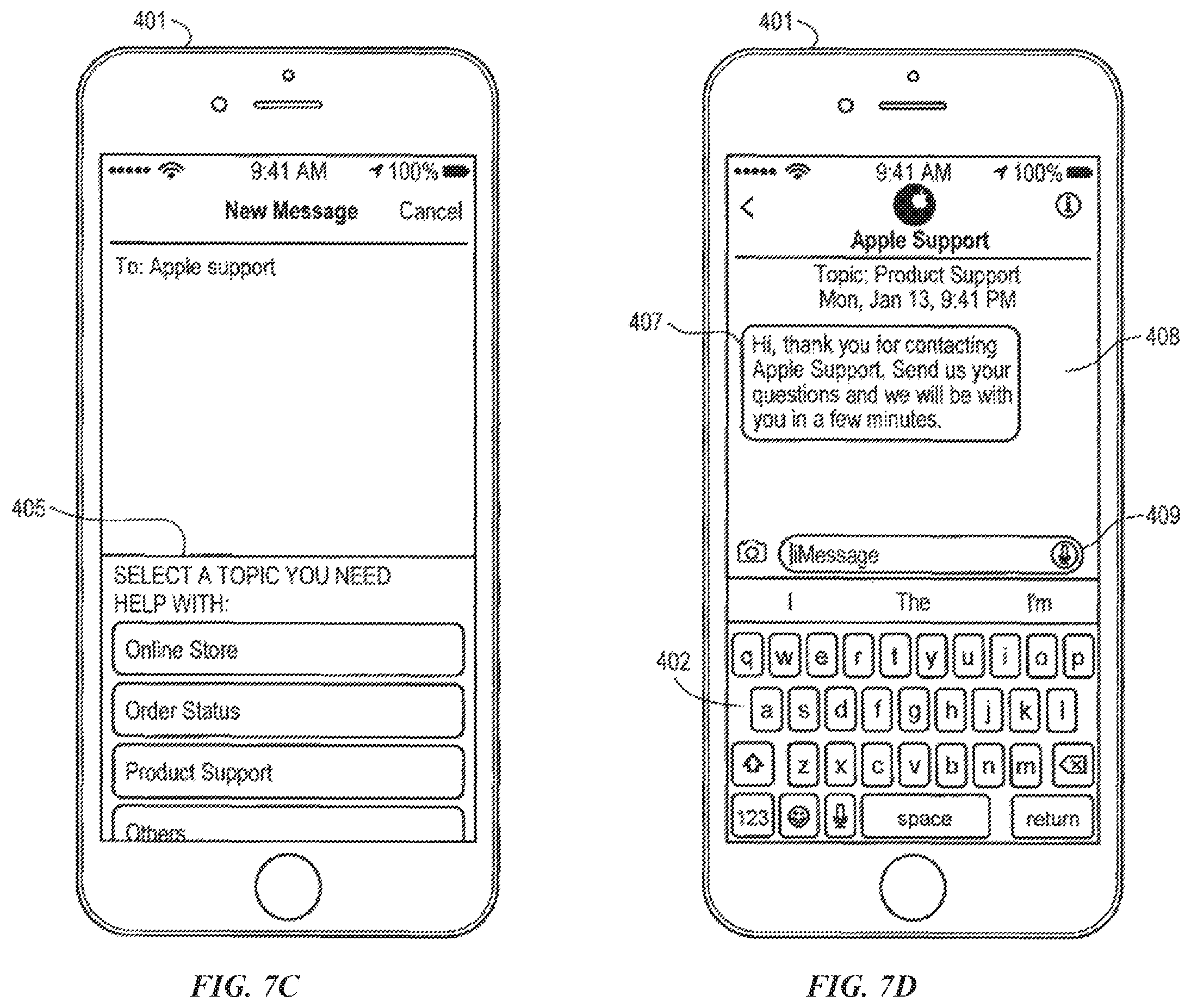 Patent US12126589 Figure 7 – Initiating a business messaging session