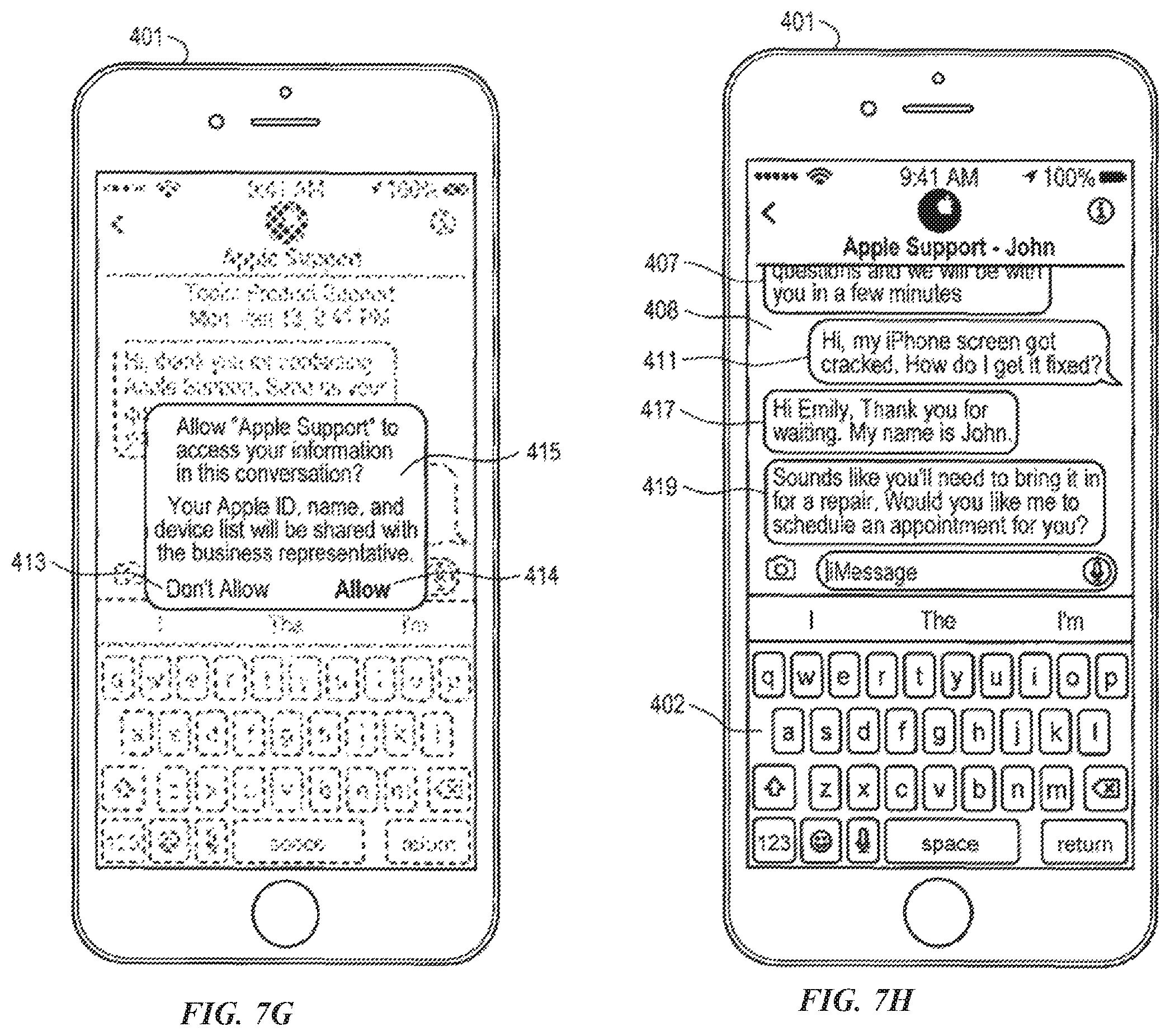 Patent US12126589 Figure 9 – Initiating a business messaging session