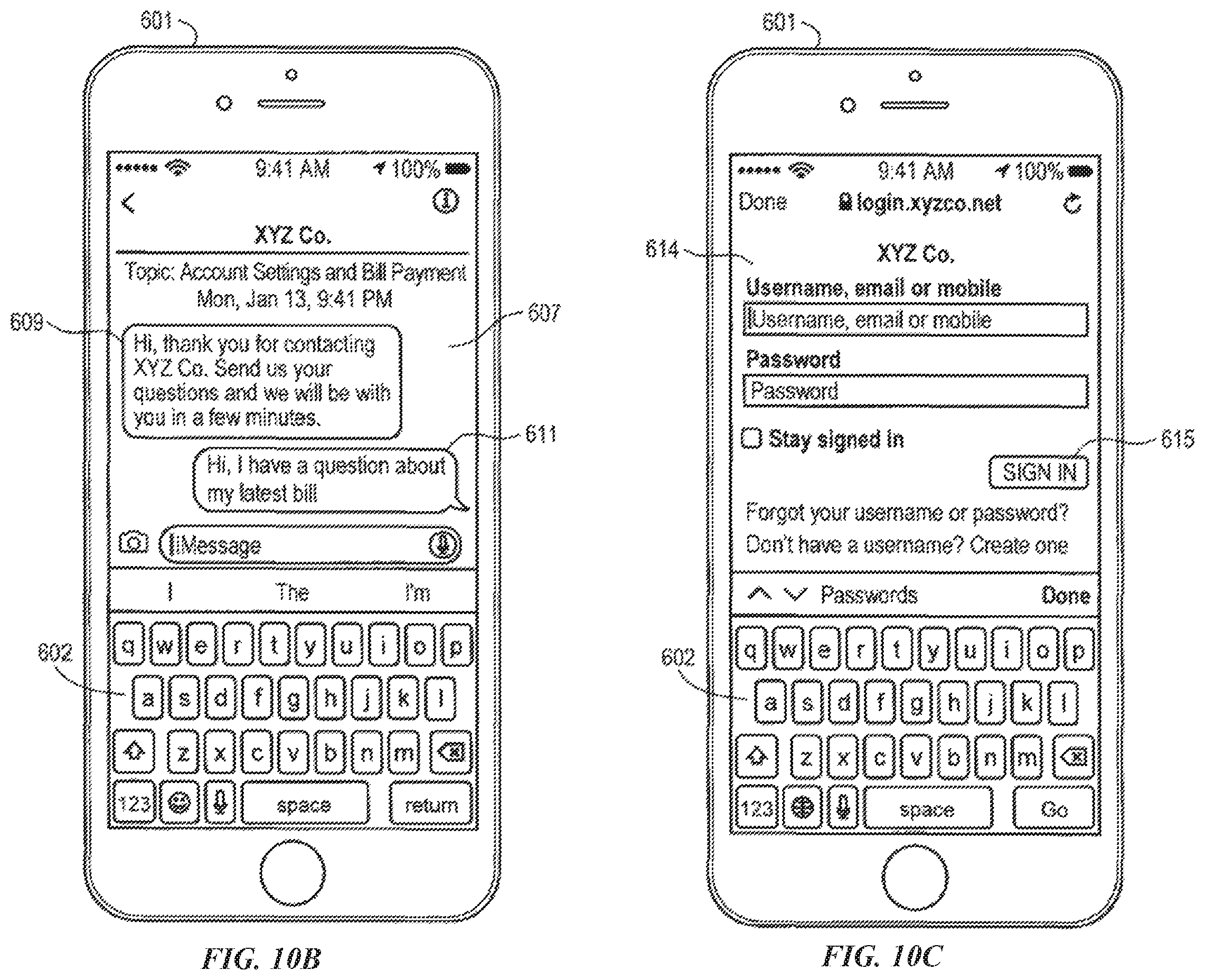 Patent US12126589 Figure 19 – Initiating a business messaging session