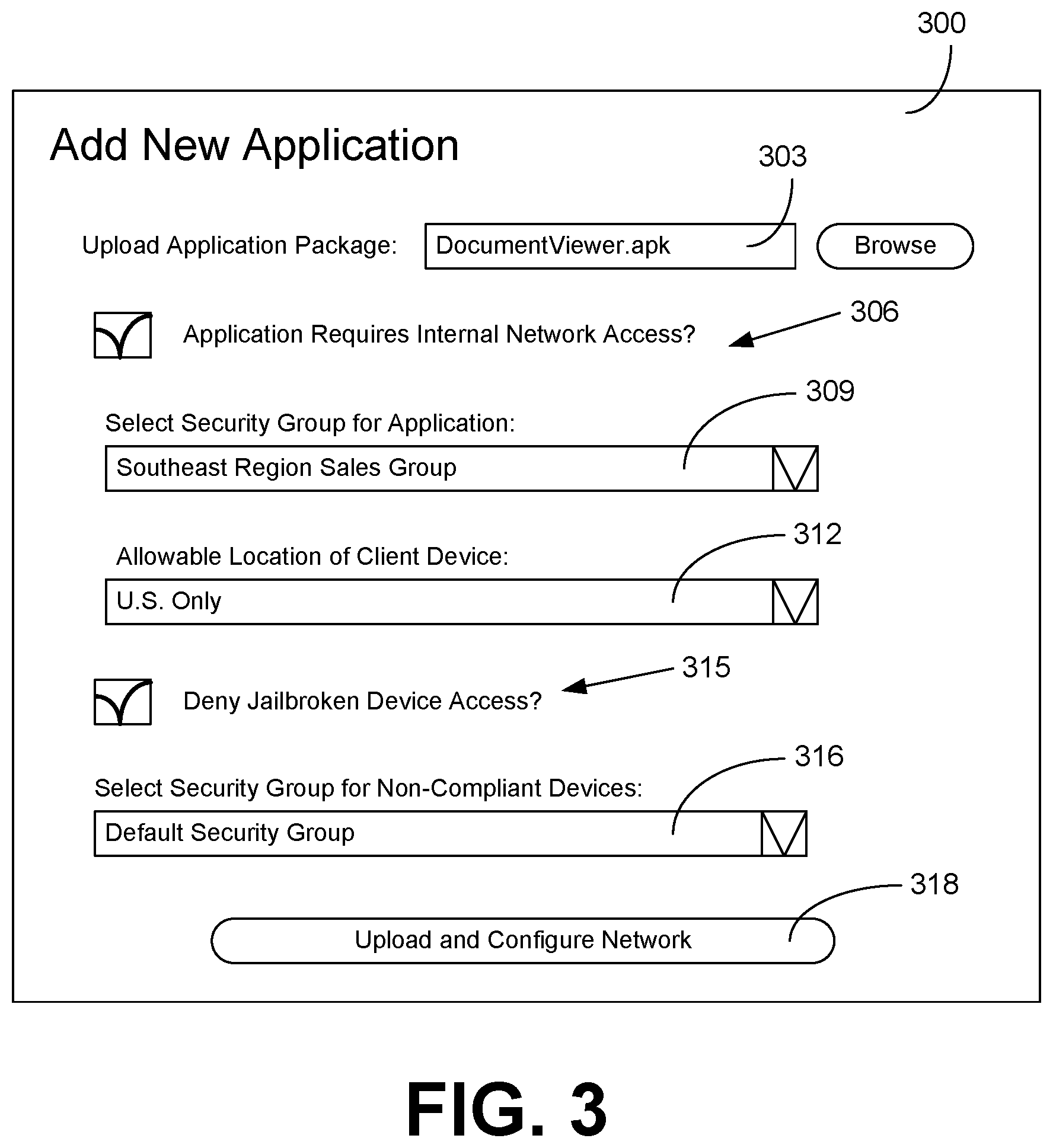 Patent US12126596 Figure 3 – Configuring network security based on device management characteristics