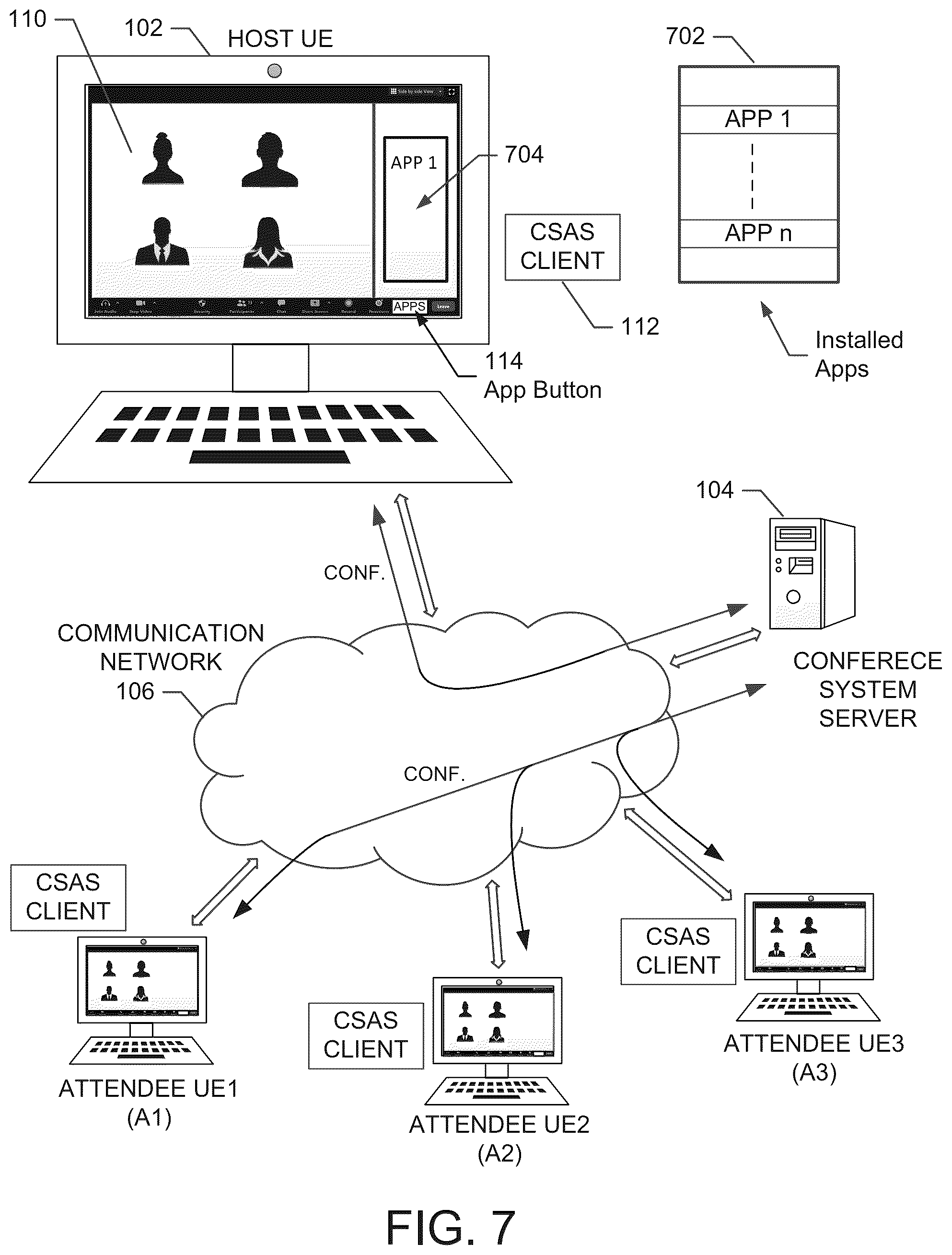Patent US12126663 Figure 7 – Recording conference application activity associated with a network conference