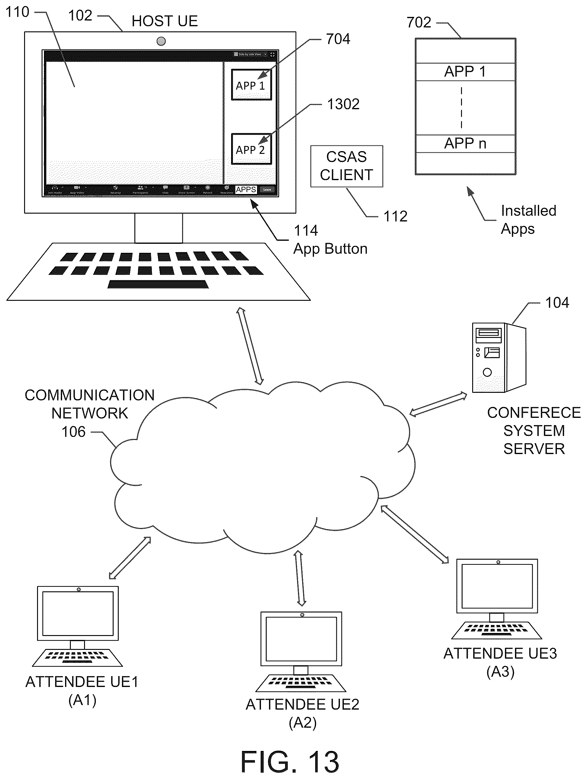 Patent US12126663 Figure 13 – Recording conference application activity associated with a network conference