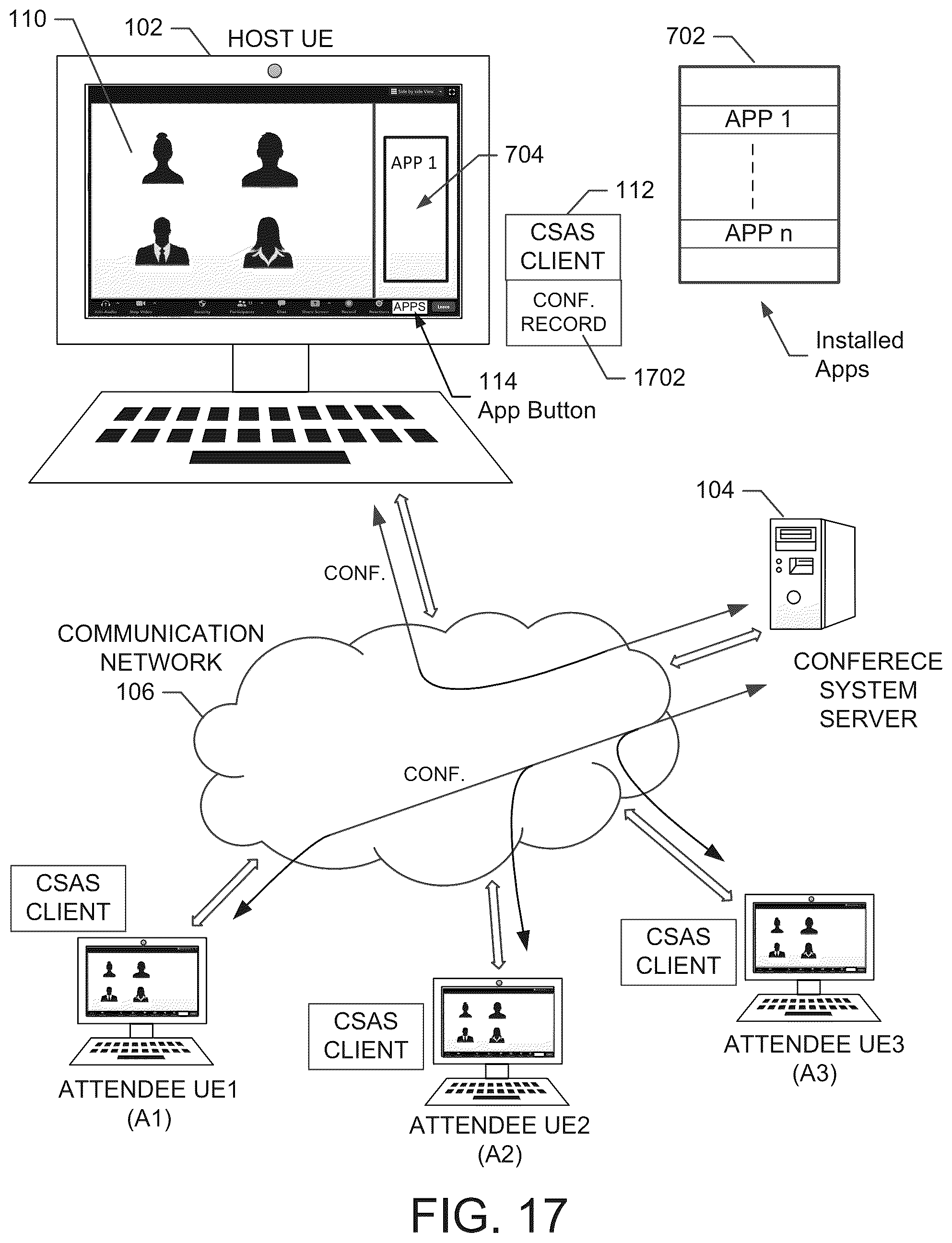 Patent US12126663 Figure 17 – Recording conference application activity associated with a network conference