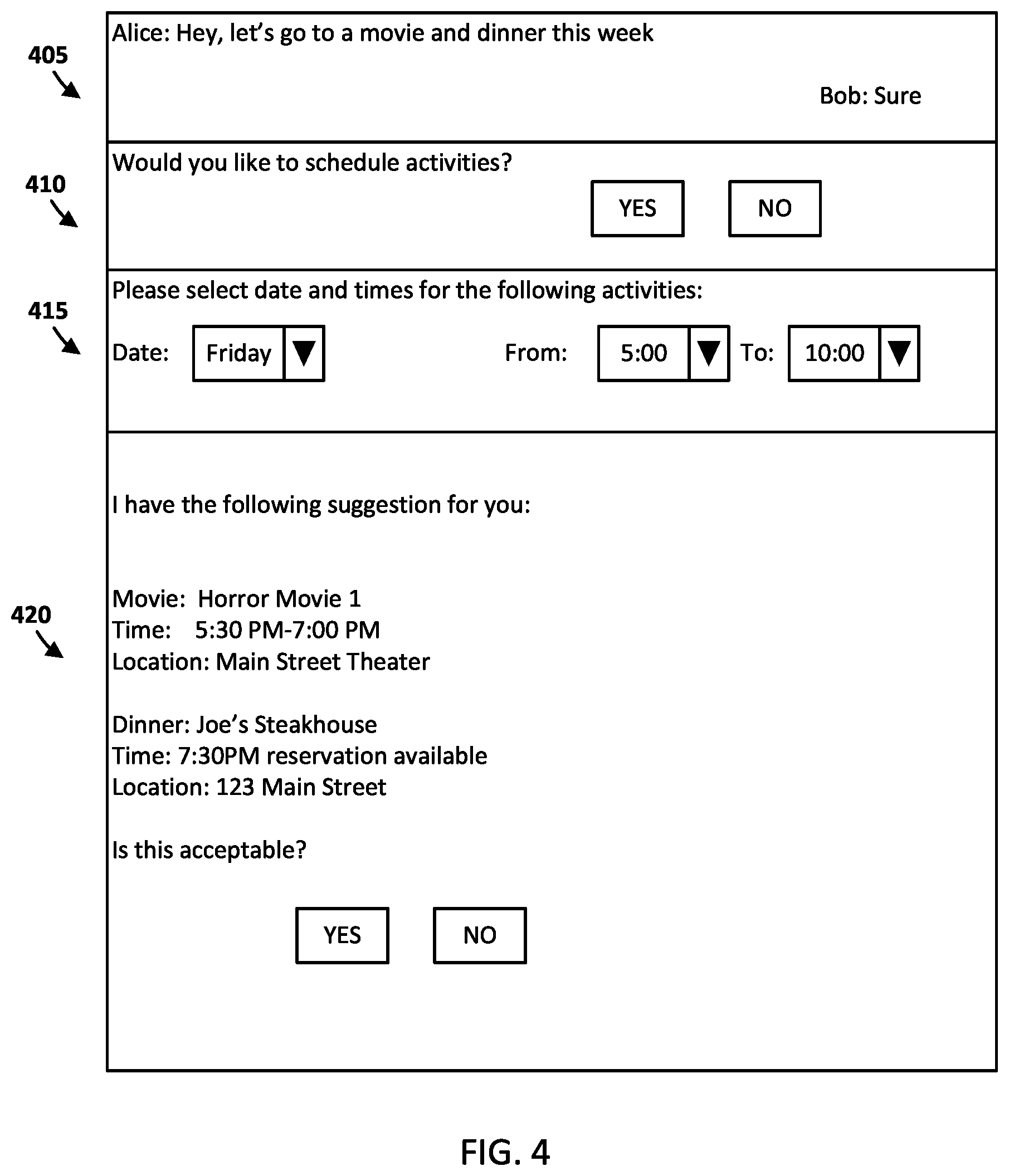 Patent US12126668 Figure 4 – Automatically resolving, with reduced user inputs, a set of activity instances for a group of users
