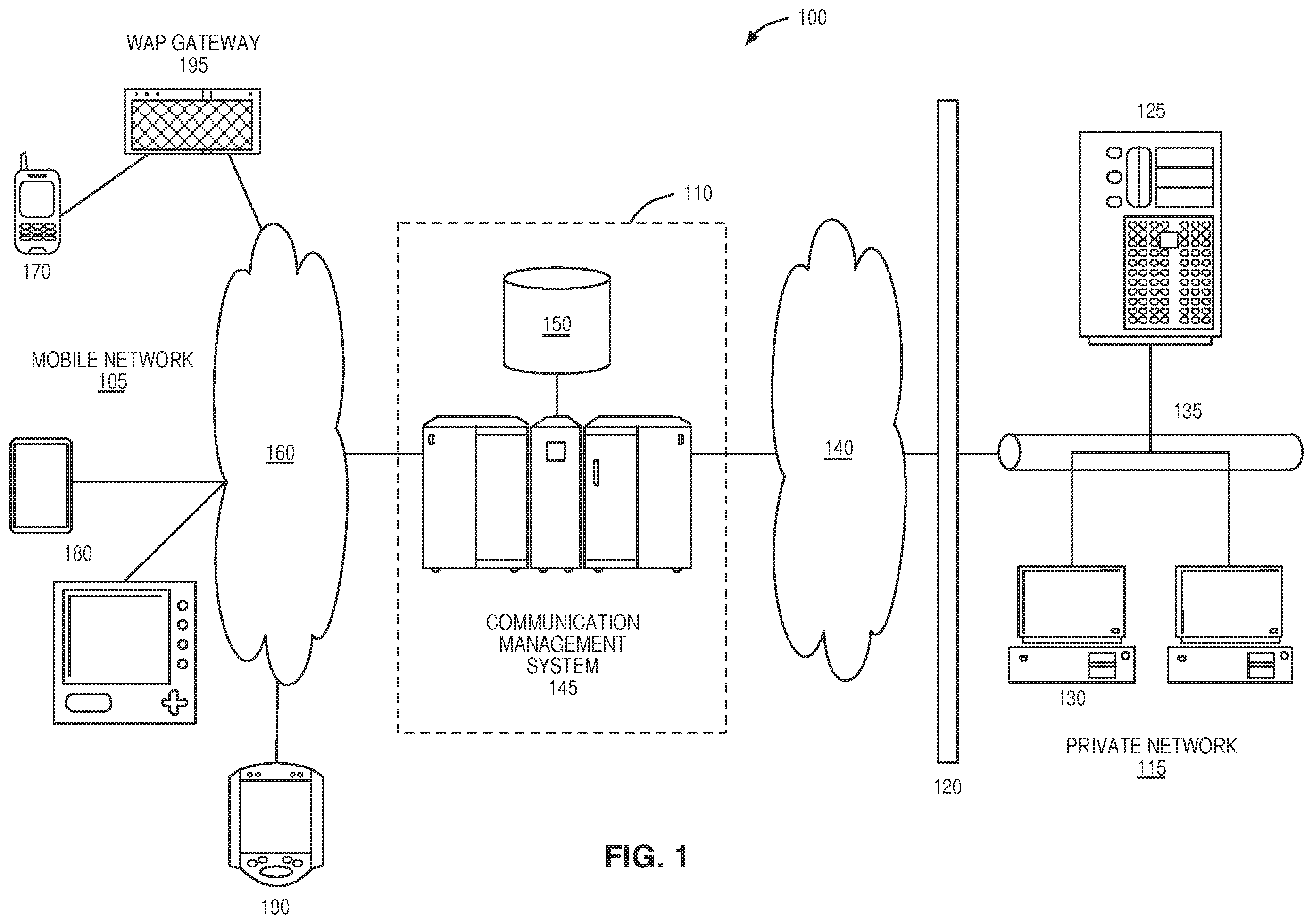 Patent US12126696 Figure 1 – Targeted notification of content availability to a mobile device