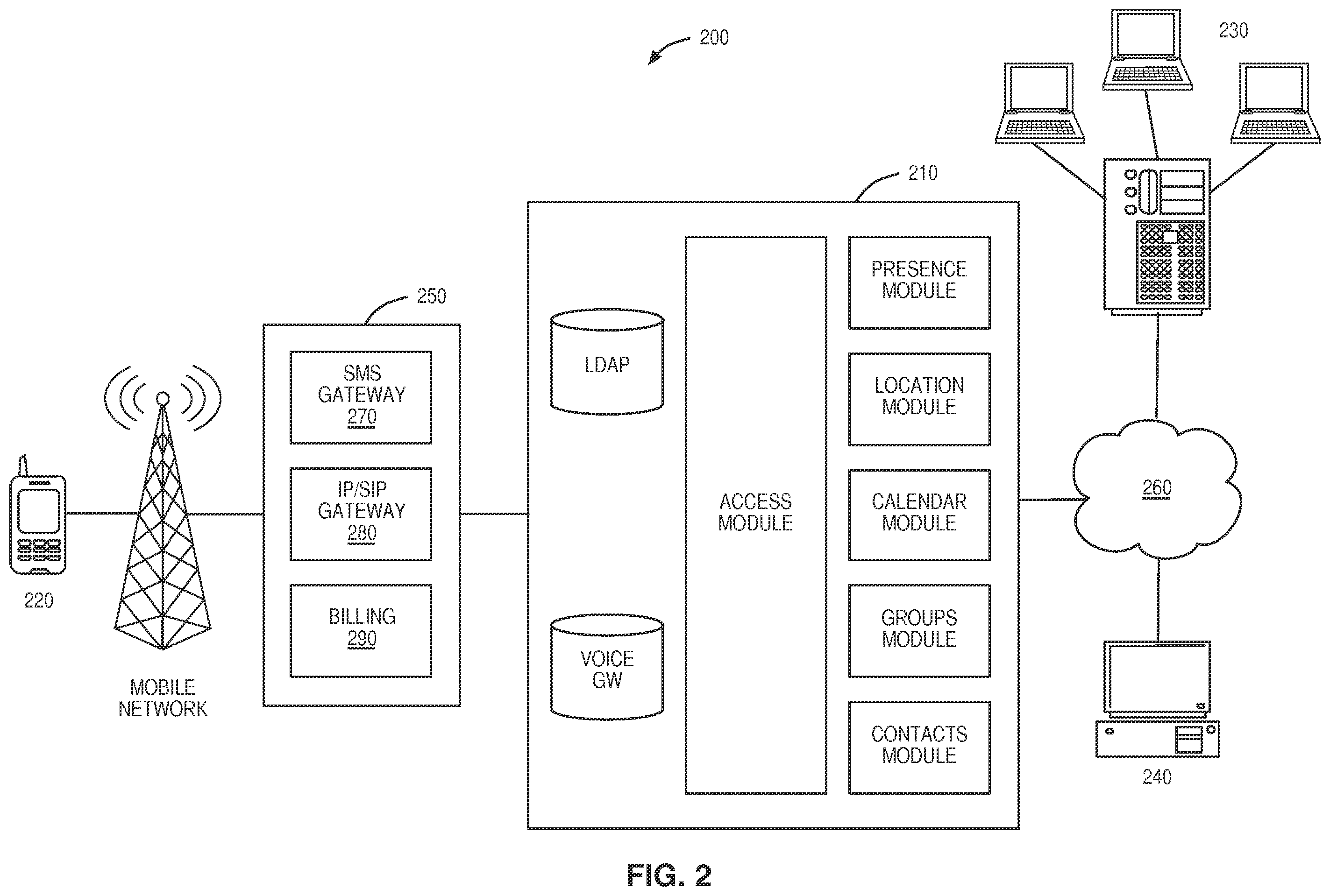 Patent US12126696 Figure 2 – Targeted notification of content availability to a mobile device