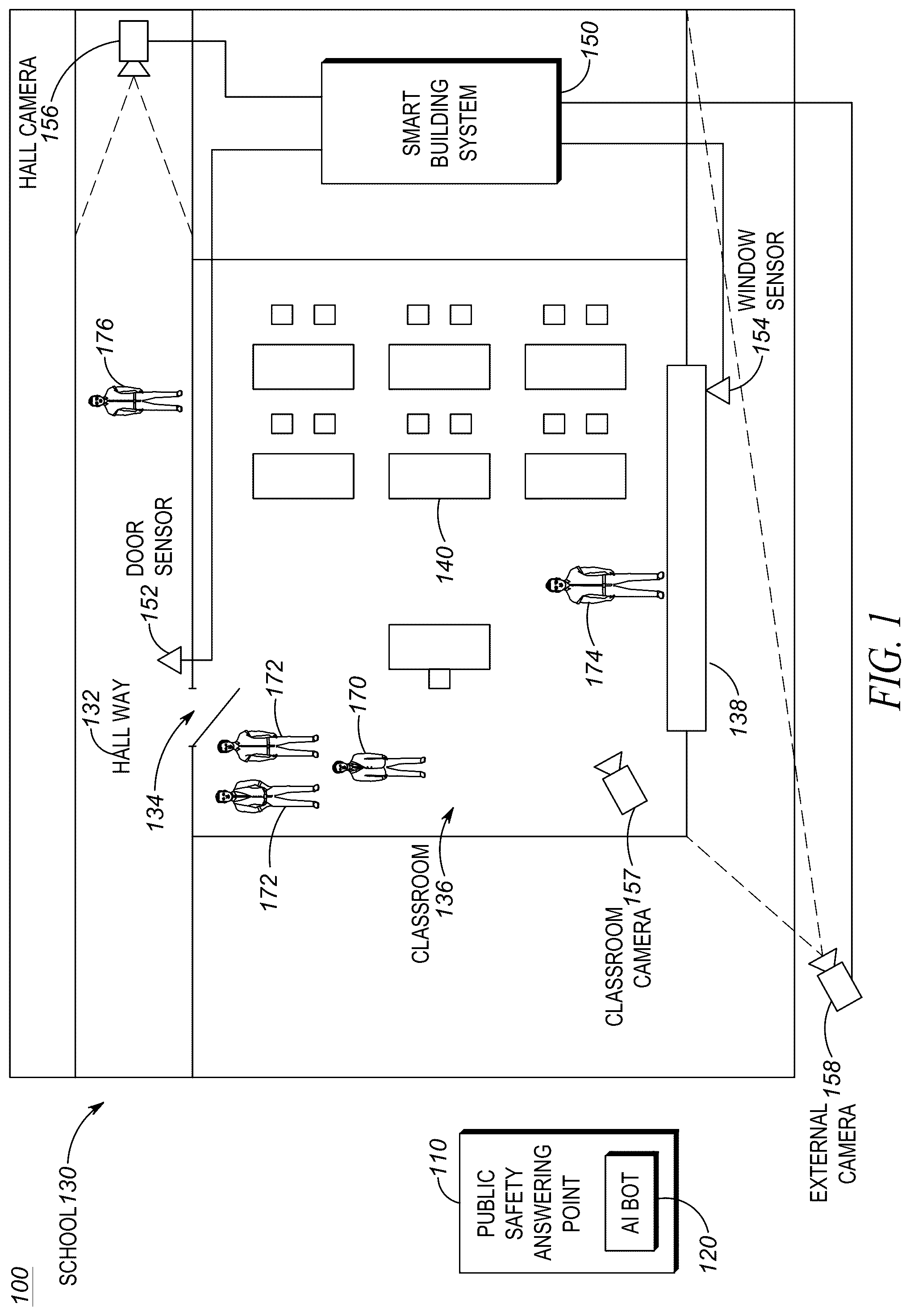 Patent US12126762 Figure 1 – System and method for tracking and display of compliance with instructions provided by emergency call taker