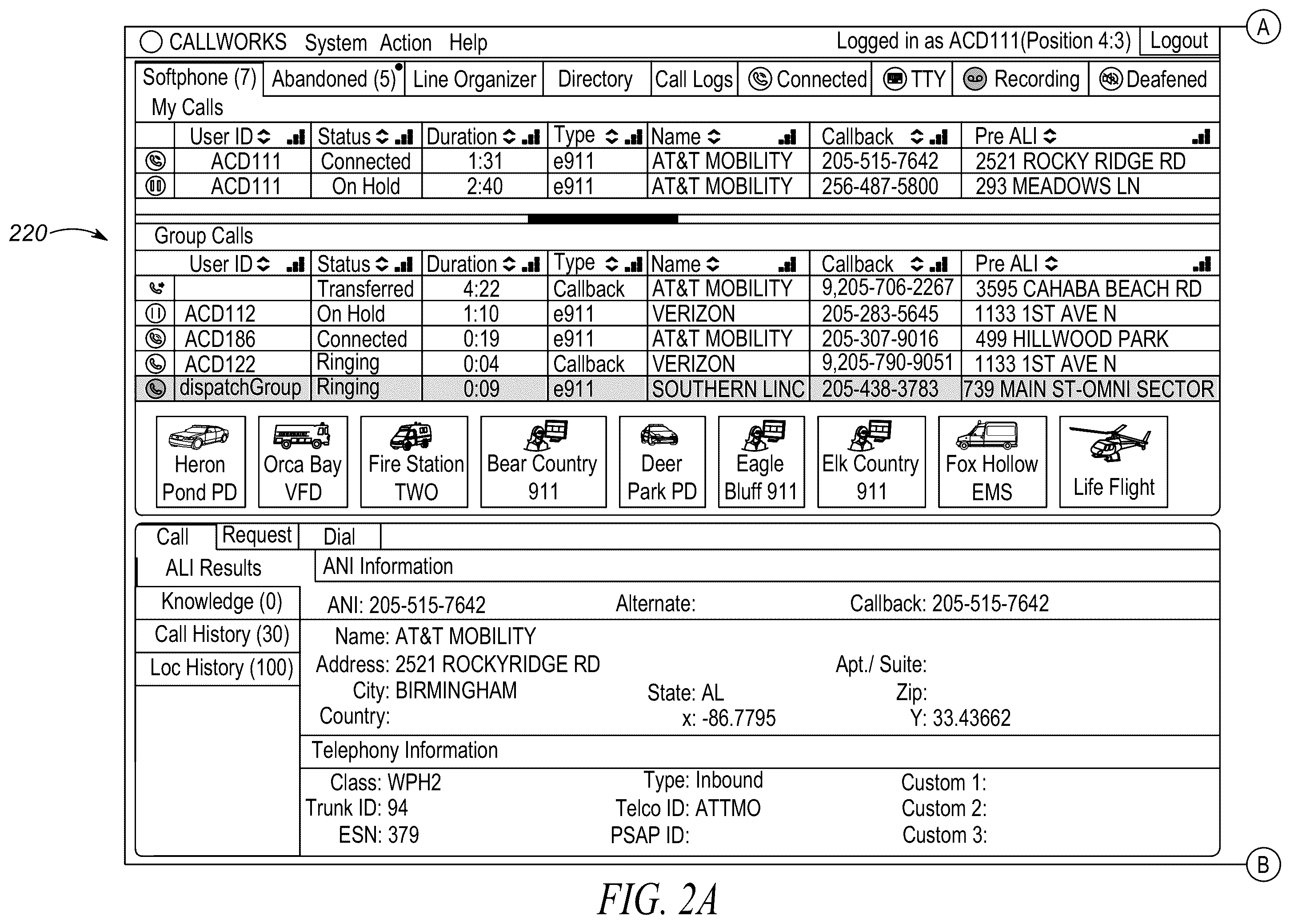 Patent US12126762 Figure 2 – System and method for tracking and display of compliance with instructions provided by emergency call taker