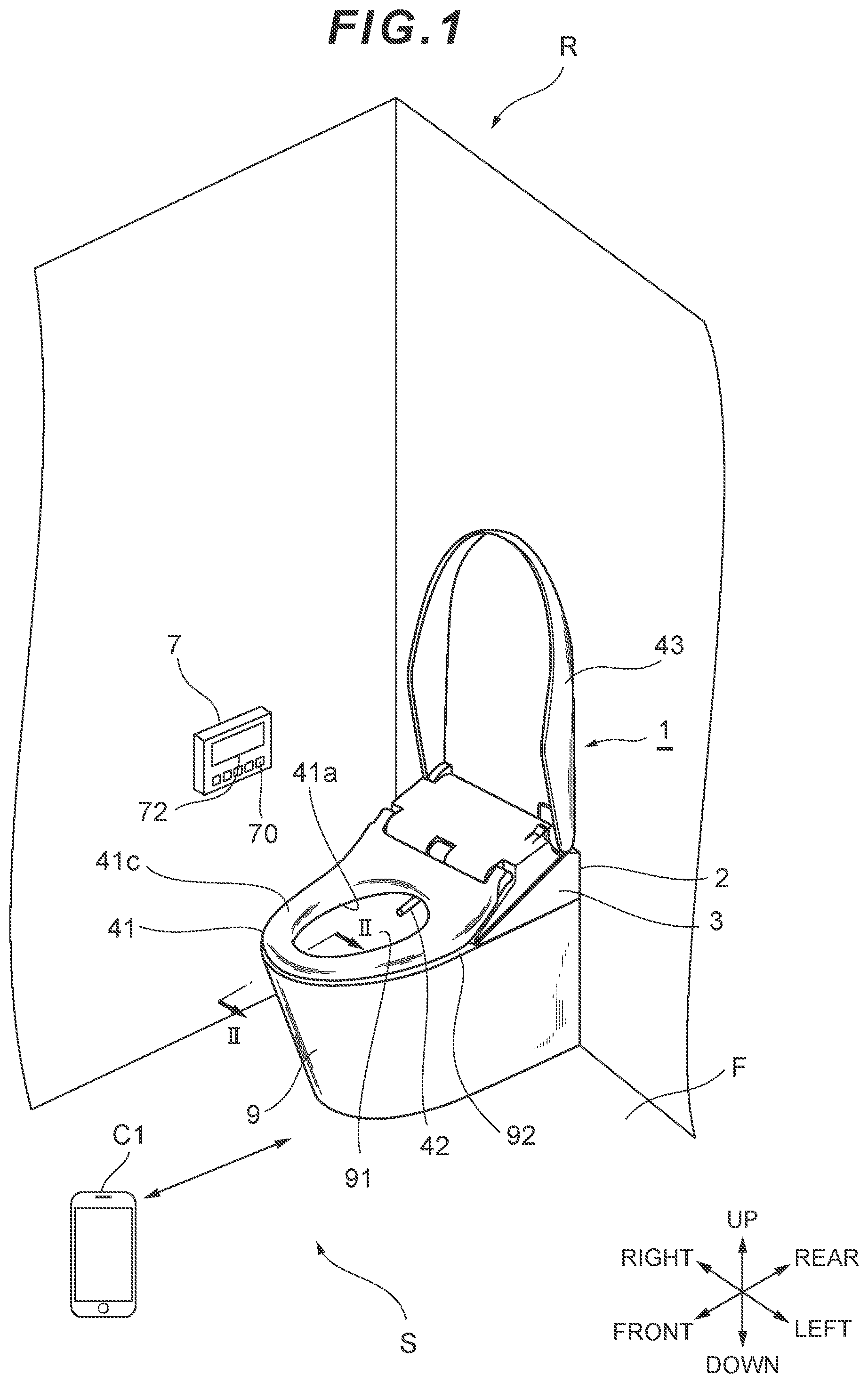Patent US12126889 Figure 1 – Photography system and toilet apparatus