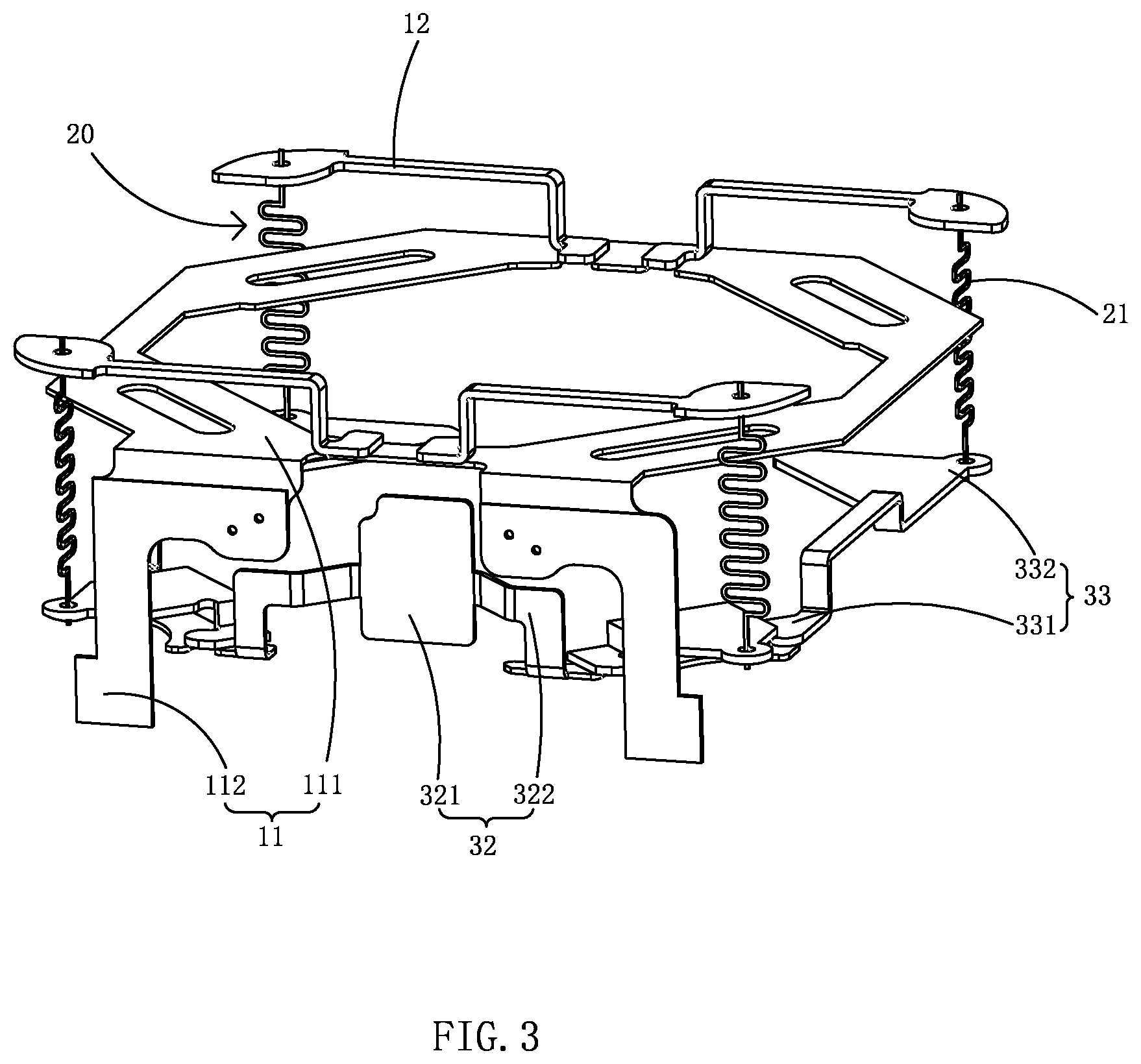 Patent US12126906 Figure 3 – Lens module with anti-shake and focus control and electronic device