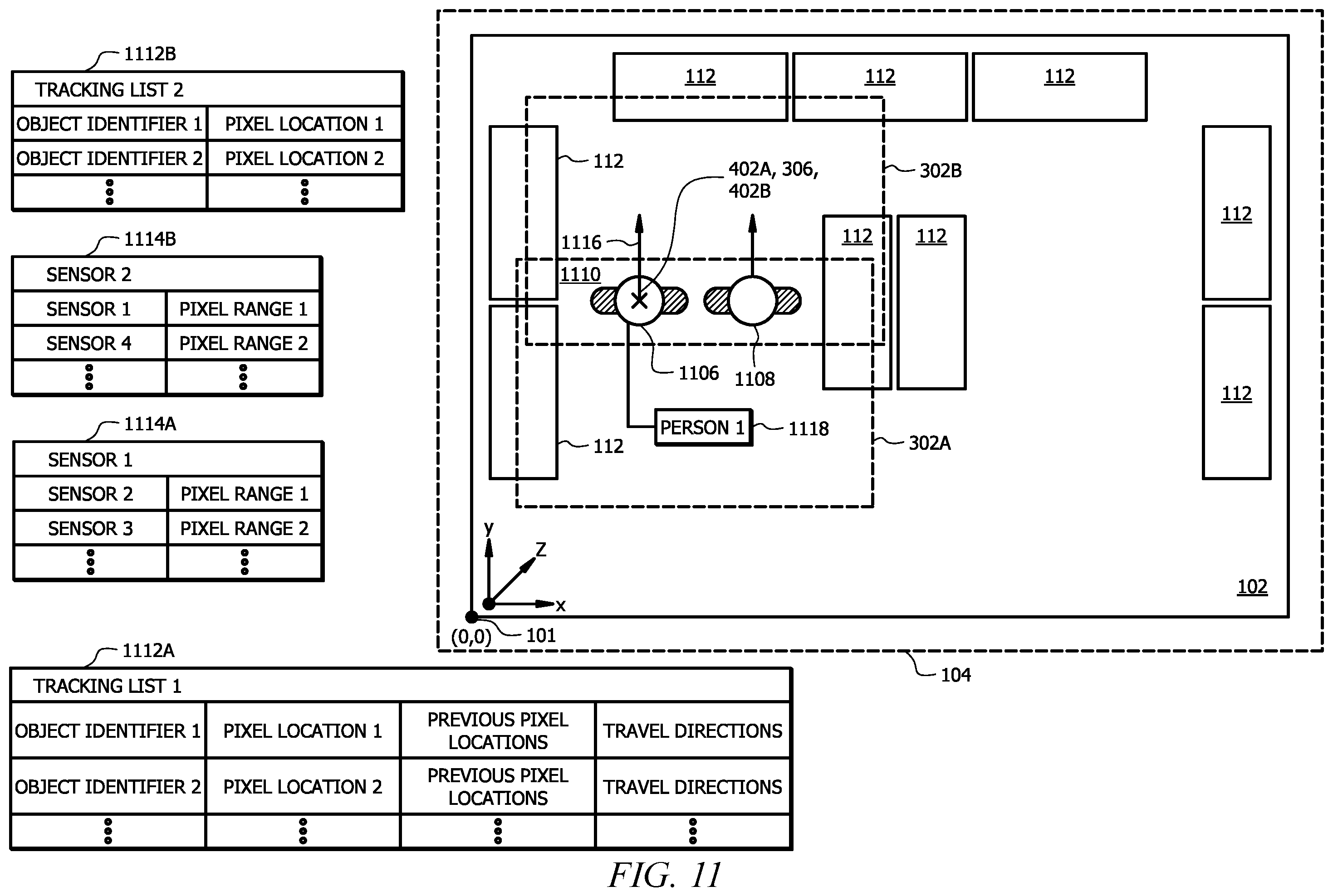Patent US12126940 Figure 11 – Detection of object removal and replacement from a shelf