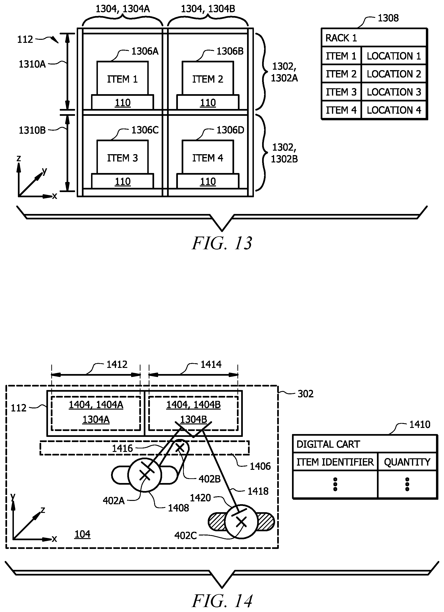 Patent US12126940 Figure 13 – Detection of object removal and replacement from a shelf
