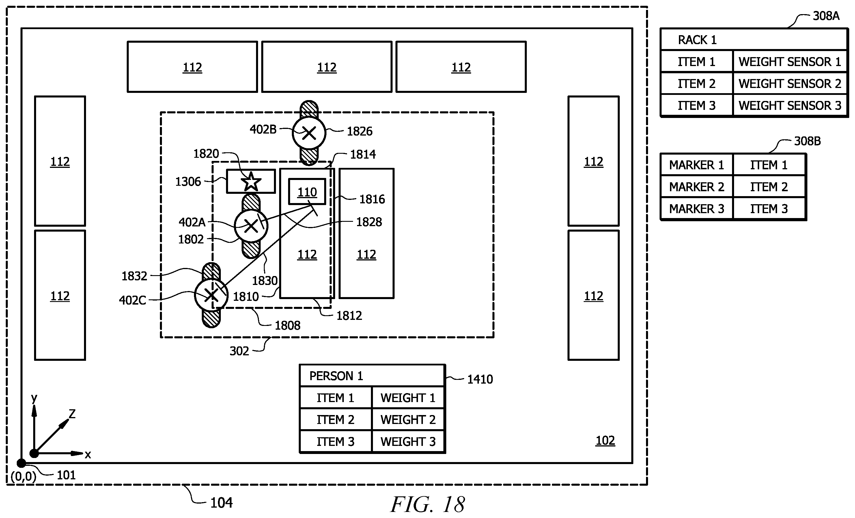 Patent US12126940 Figure 17 – Detection of object removal and replacement from a shelf