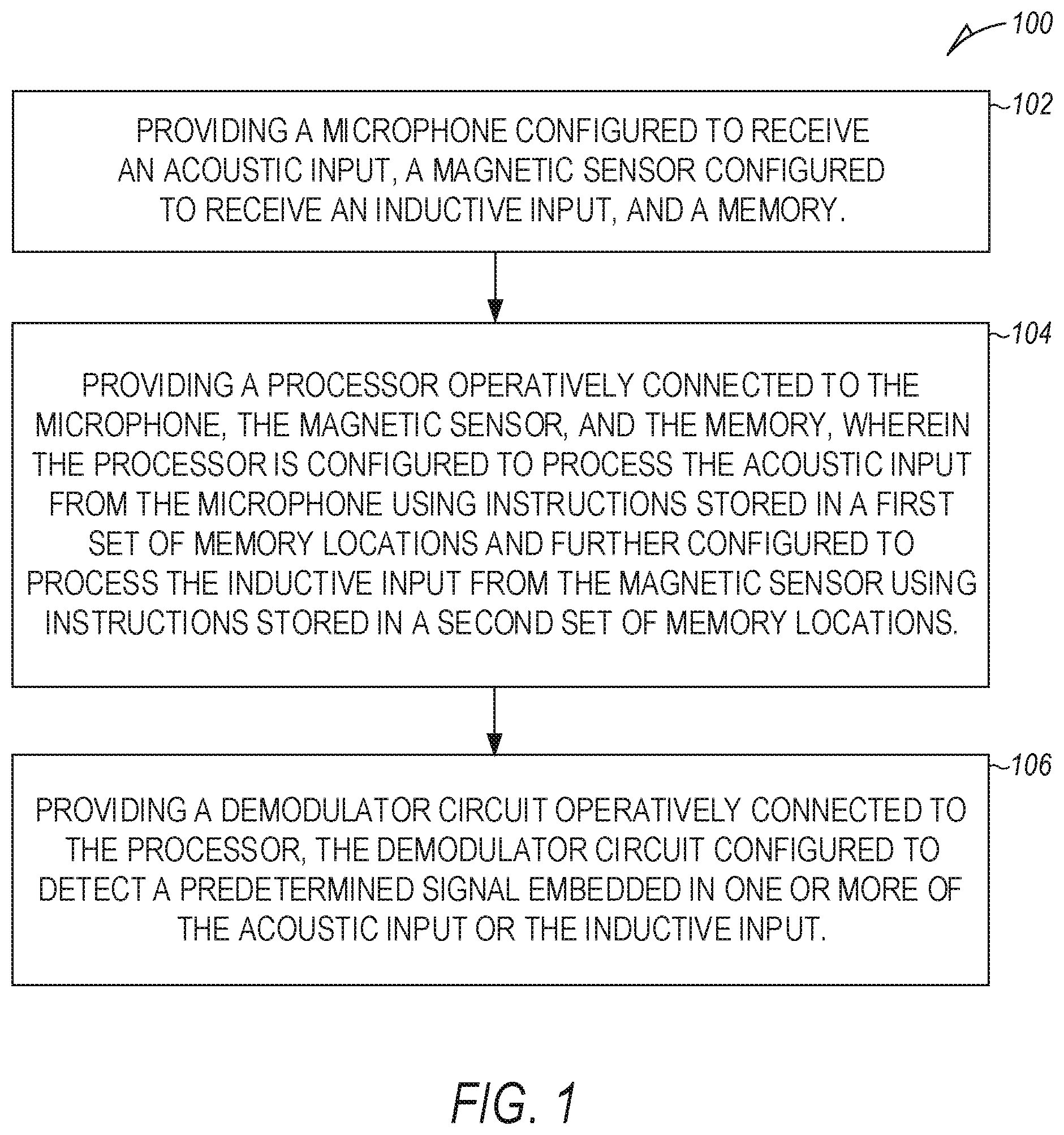 Patent US12126962 Figure 1 – Hearing assistance system with automatic hearing loop memory